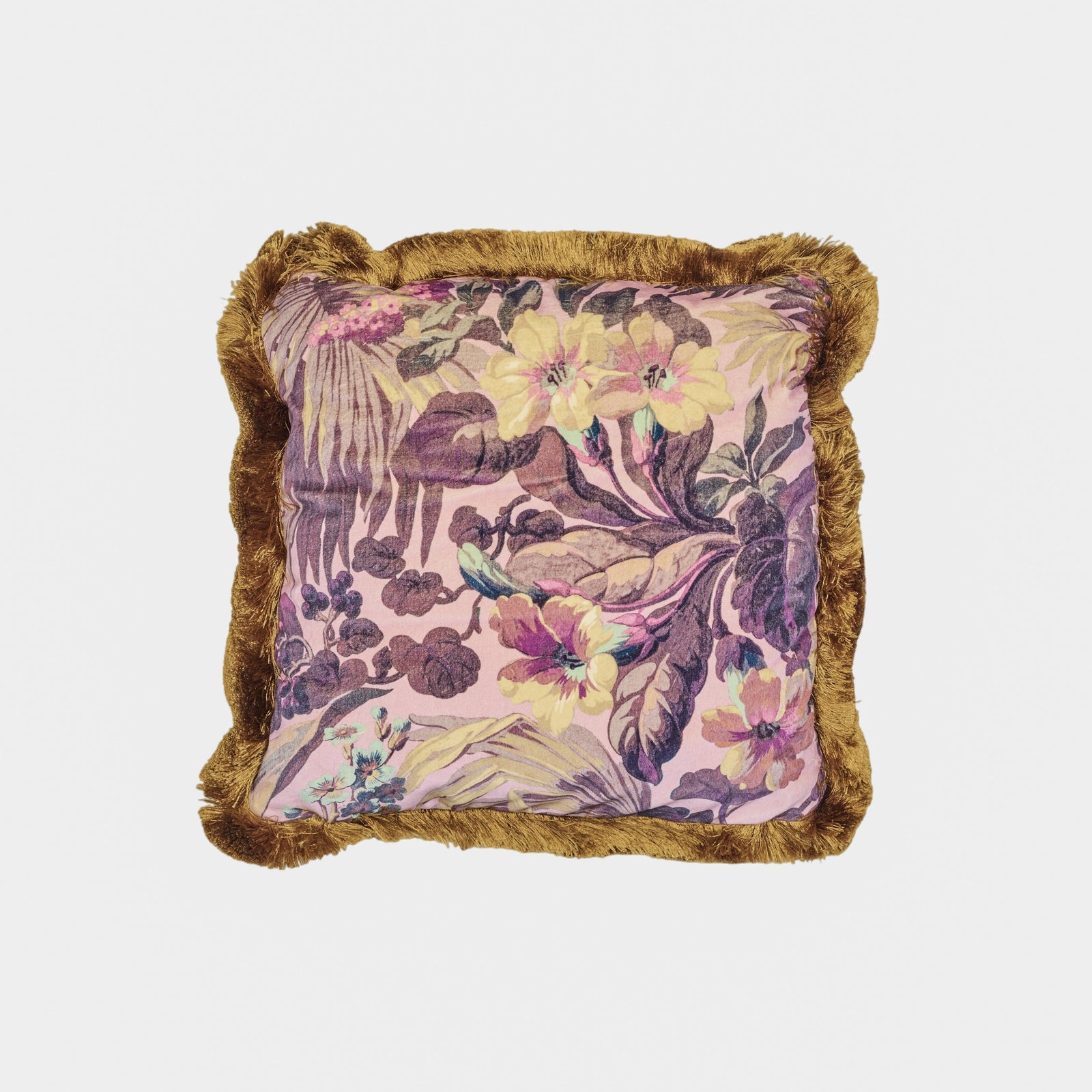 Limerence fringed velvet cushion