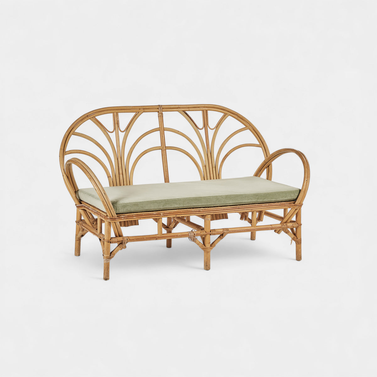 Green Velvet Cushion For Rattan Sofa