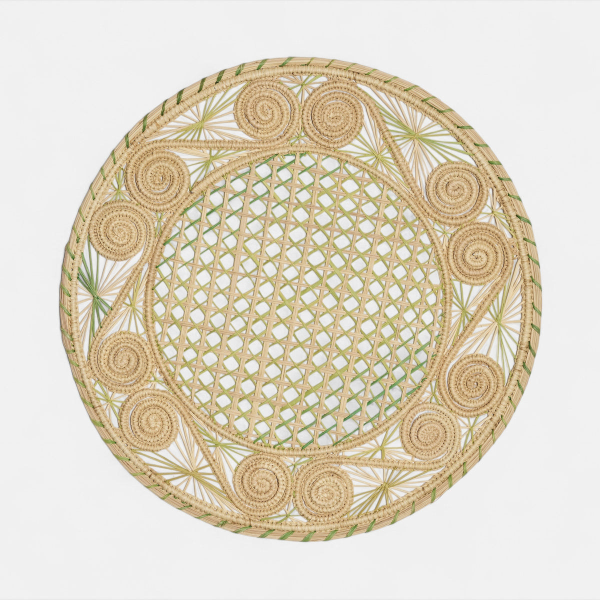 Green Rattan Spiral Placemat
