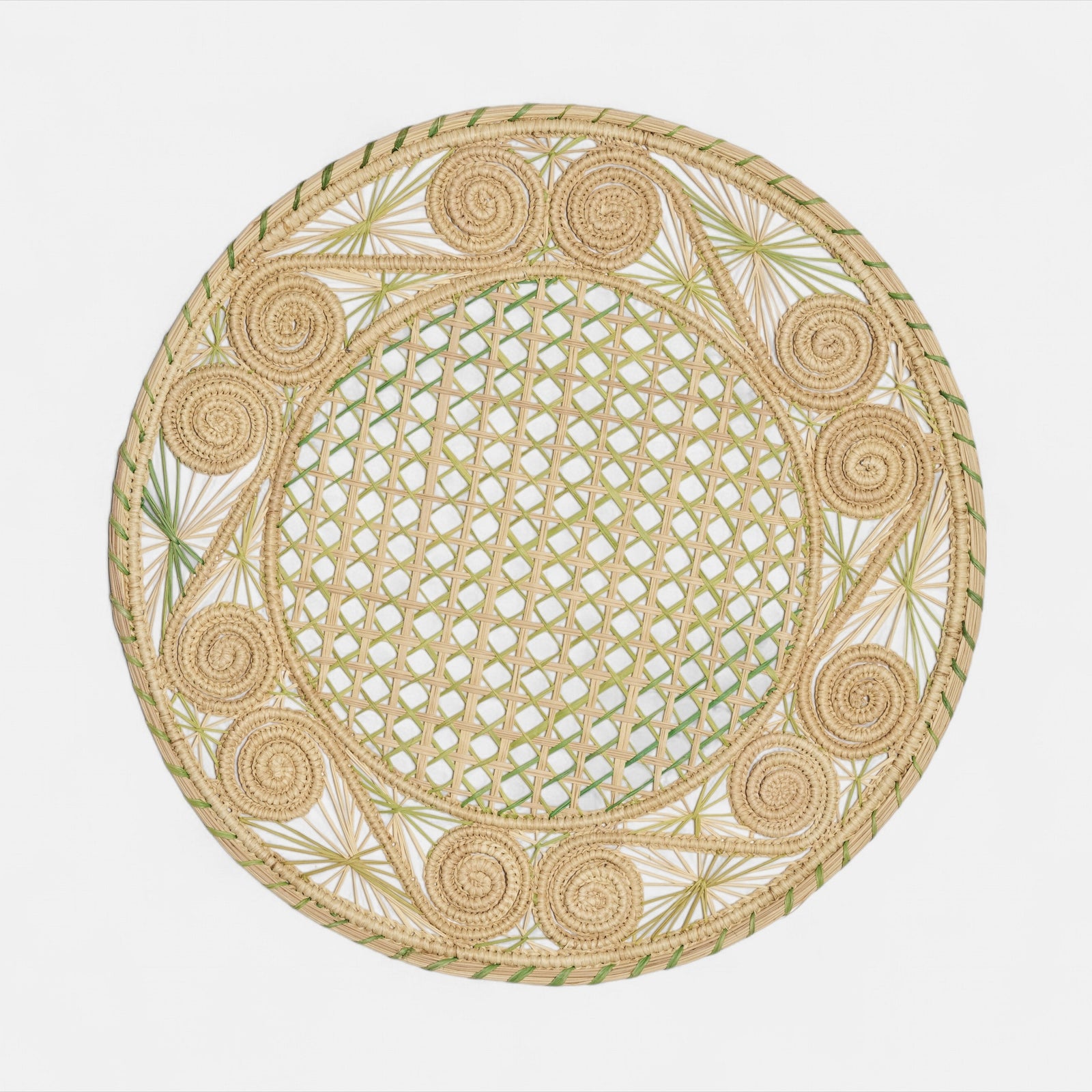 Green Rattan Spiral Placemat