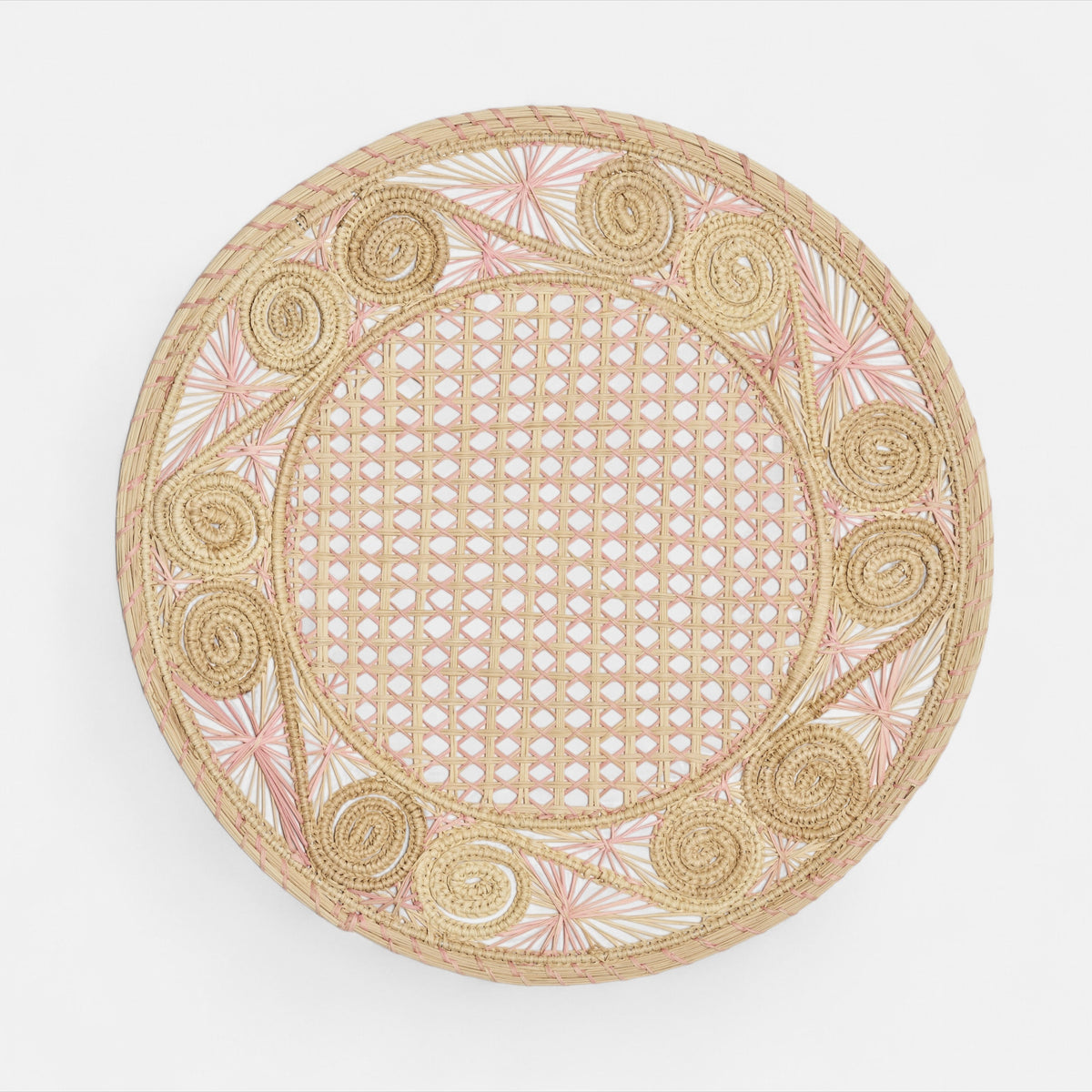 Pink Rattan Spiral Placemat