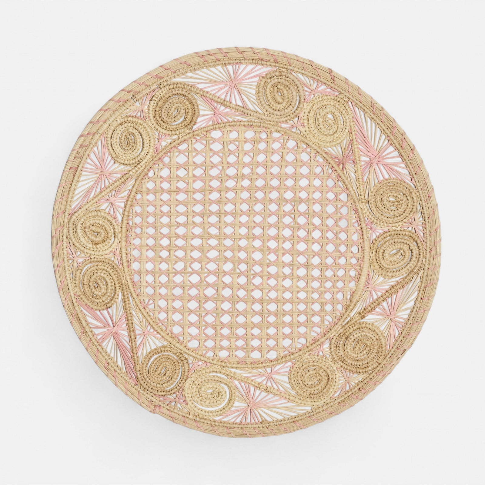 Pink Rattan Spiral Placemat