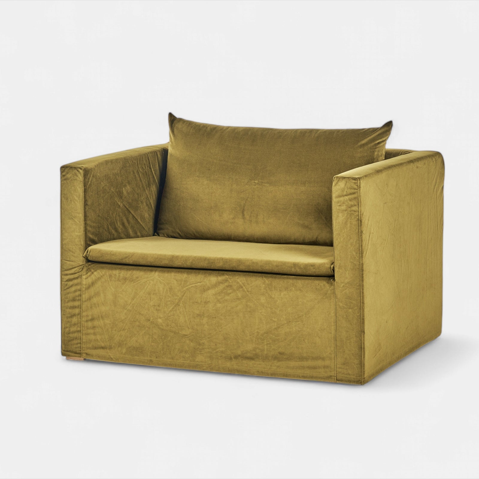 Olive Green Velvet Armchair