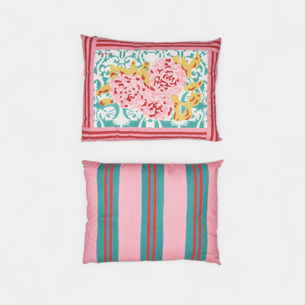 Peony Stripe Cushion Turquoise