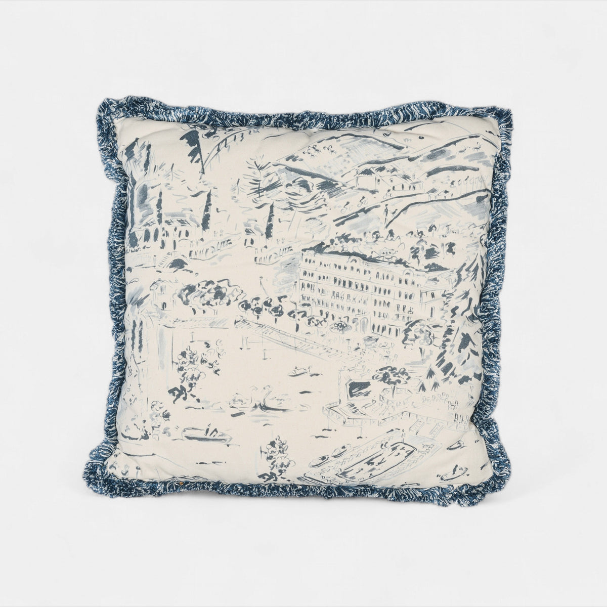 Como Blue Fringe Cushion