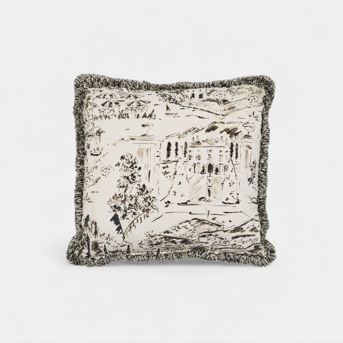 Como Blue Fringe Cushion