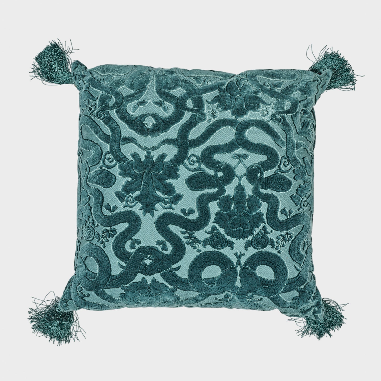 Anaconda Tassel Petrol Cushion