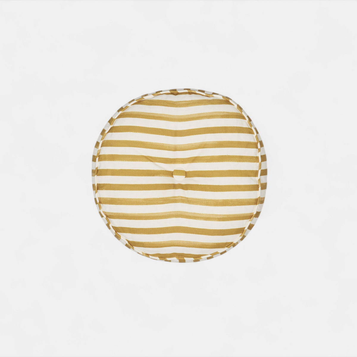 Artist brush stripe round cushion yellow