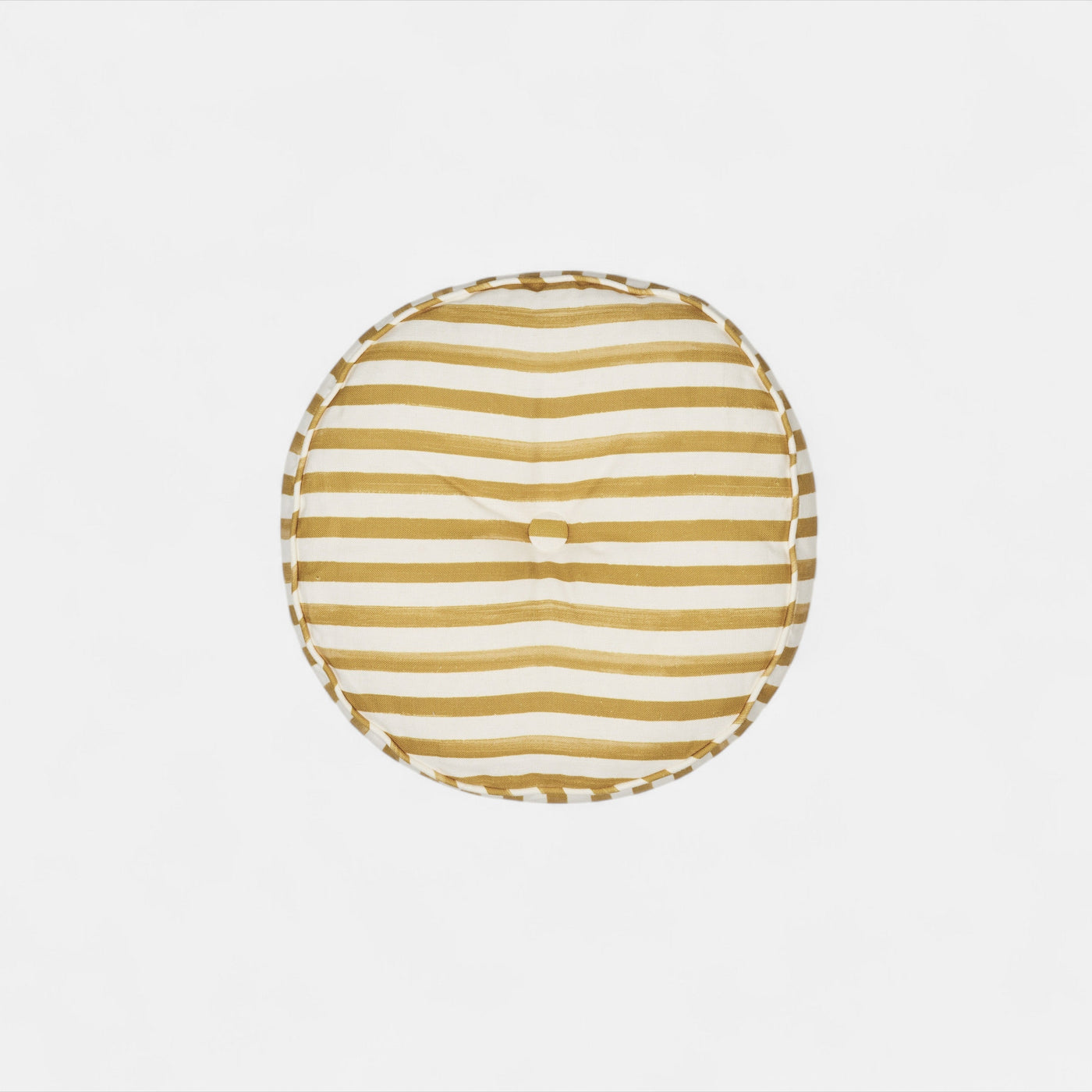 Artist brush stripe round cushion yellow