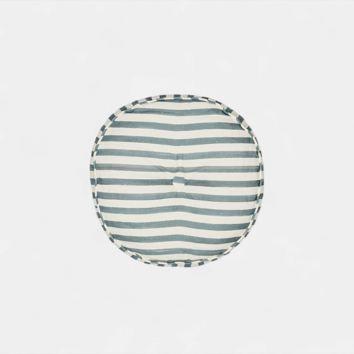 Artist brush stripe round cushion petrol