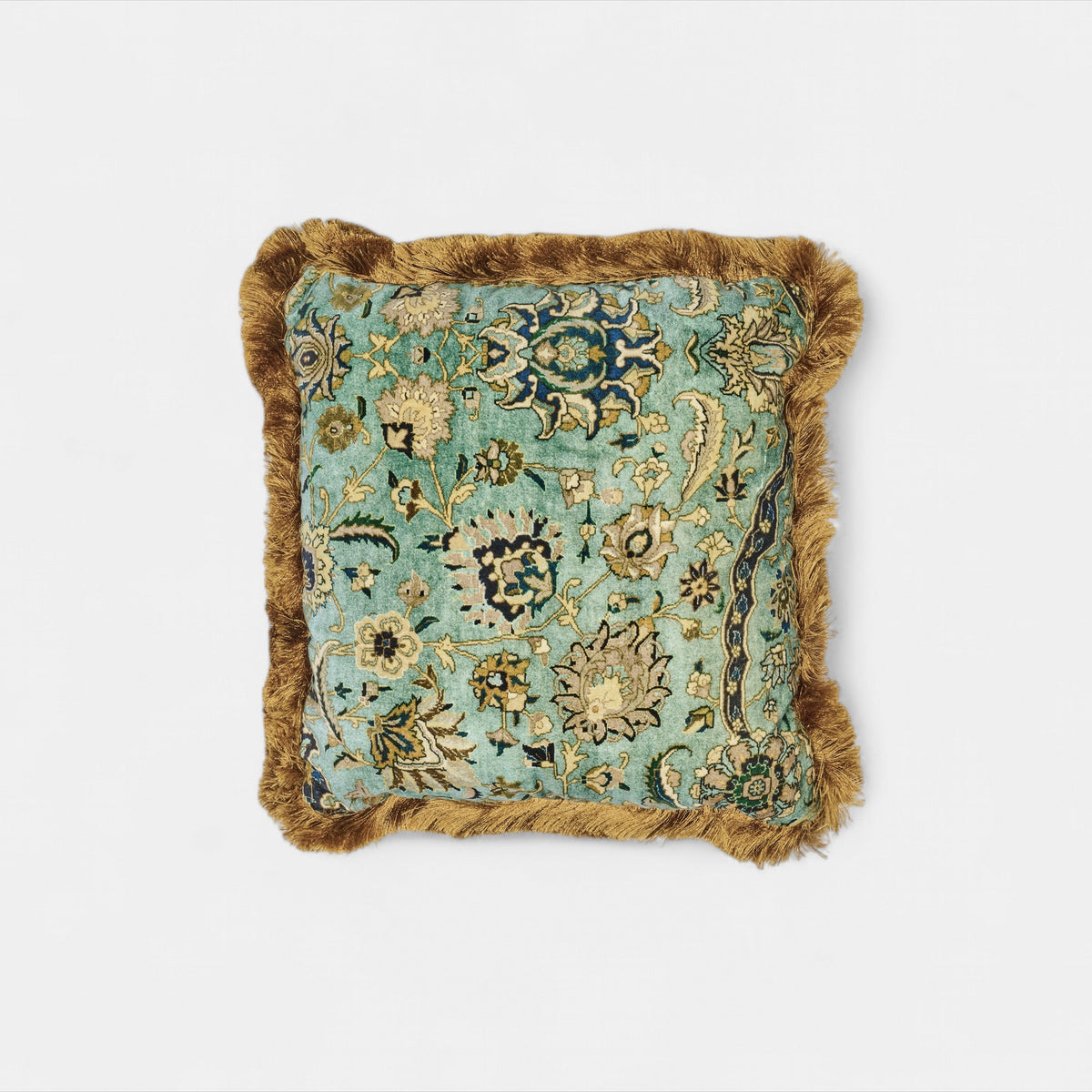 Zanjan print Velvet Cushion in Sapphire