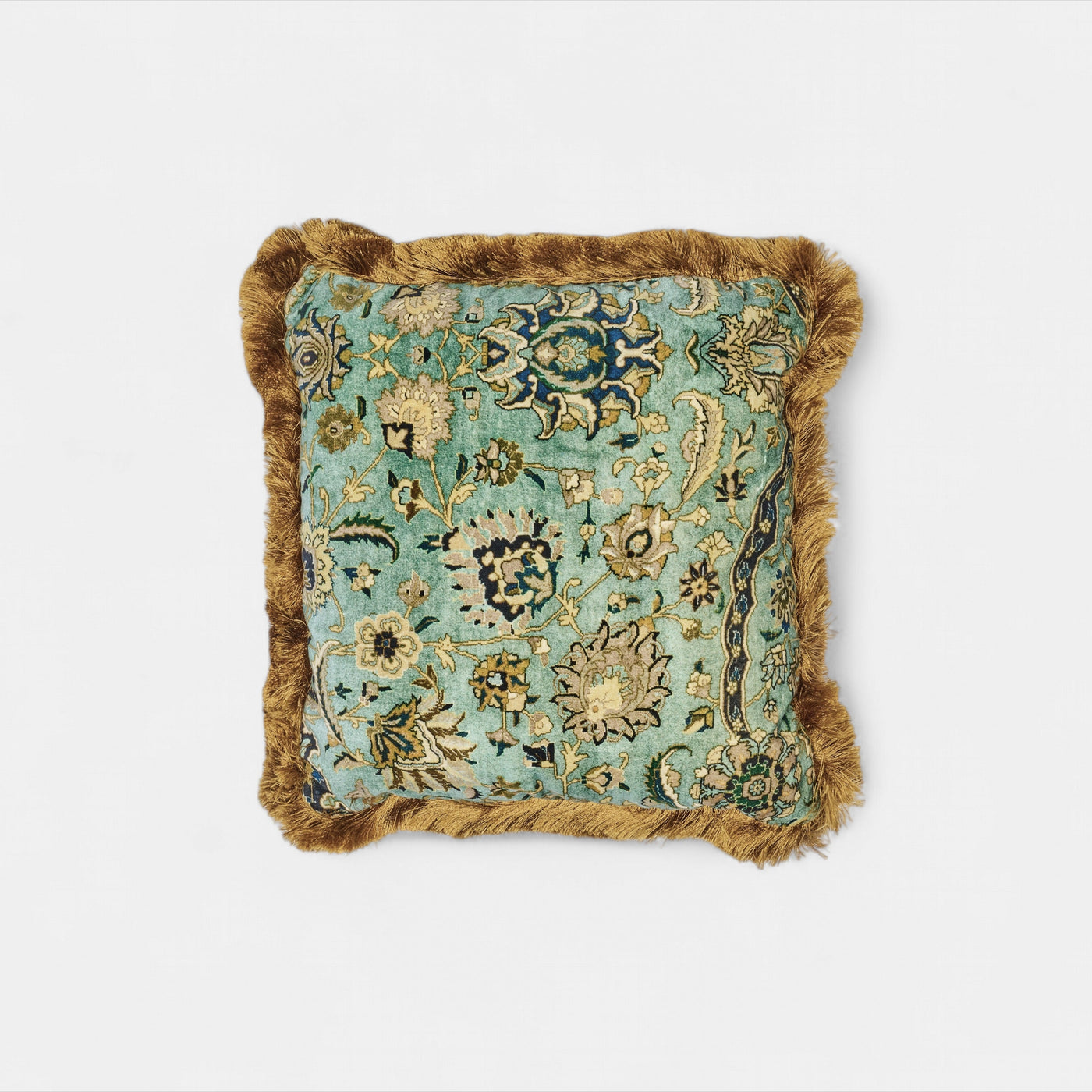 Zanjan print Velvet Cushion in Sapphire