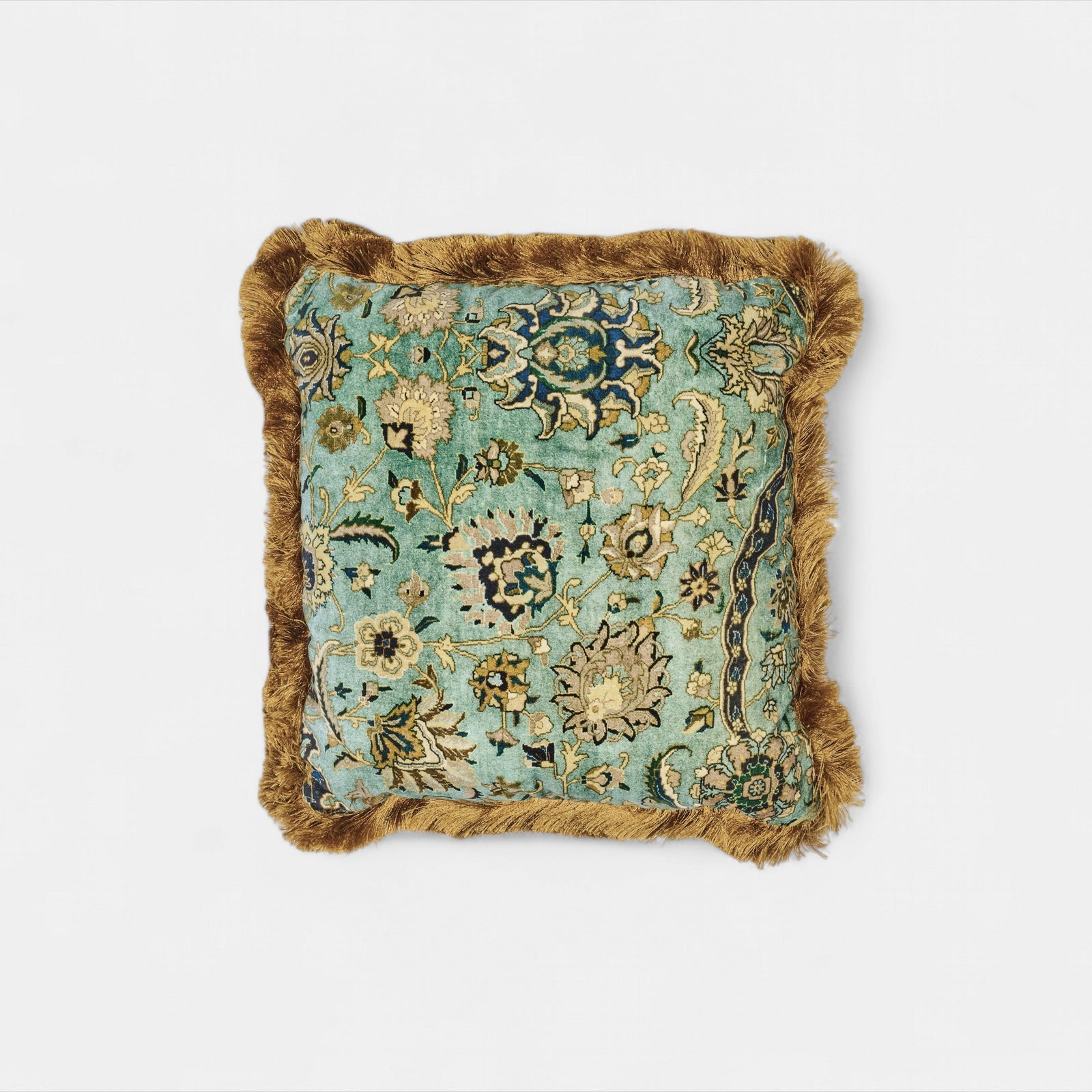 Zanjan print Velvet Cushion in Sapphire