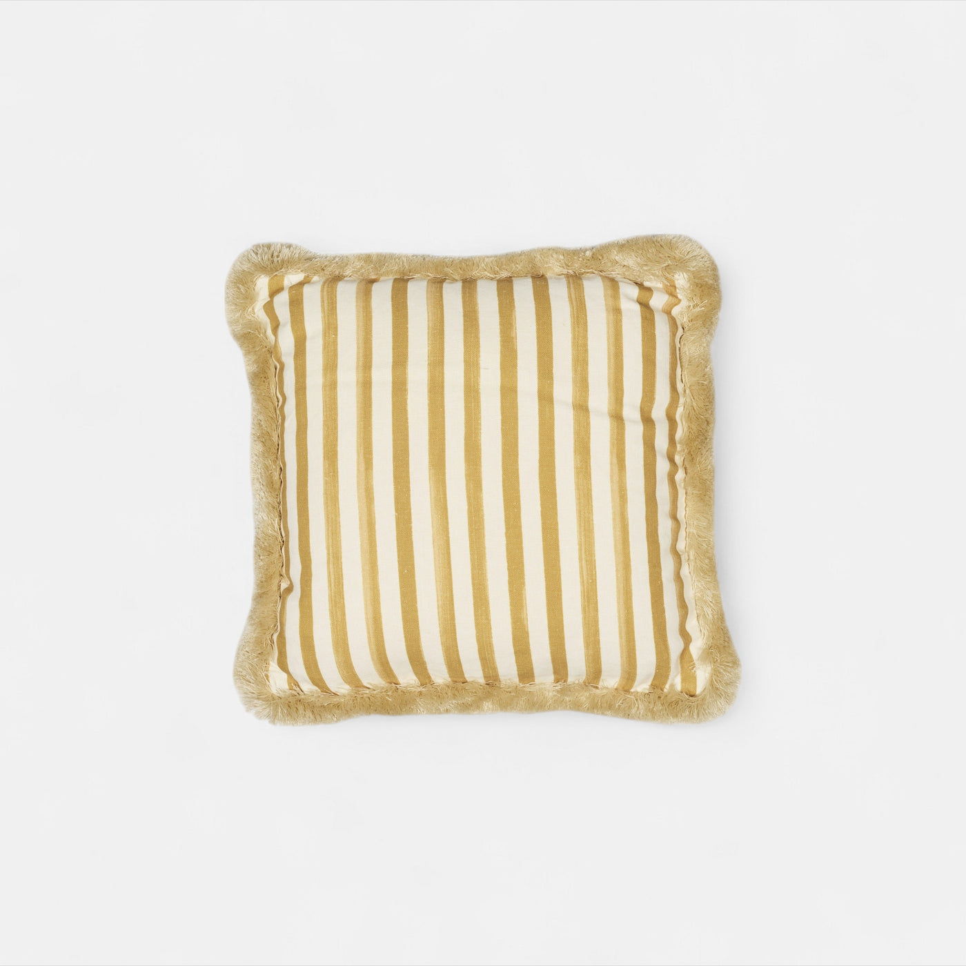 Artist brush narrow stripe cushion w/fringe yellow S