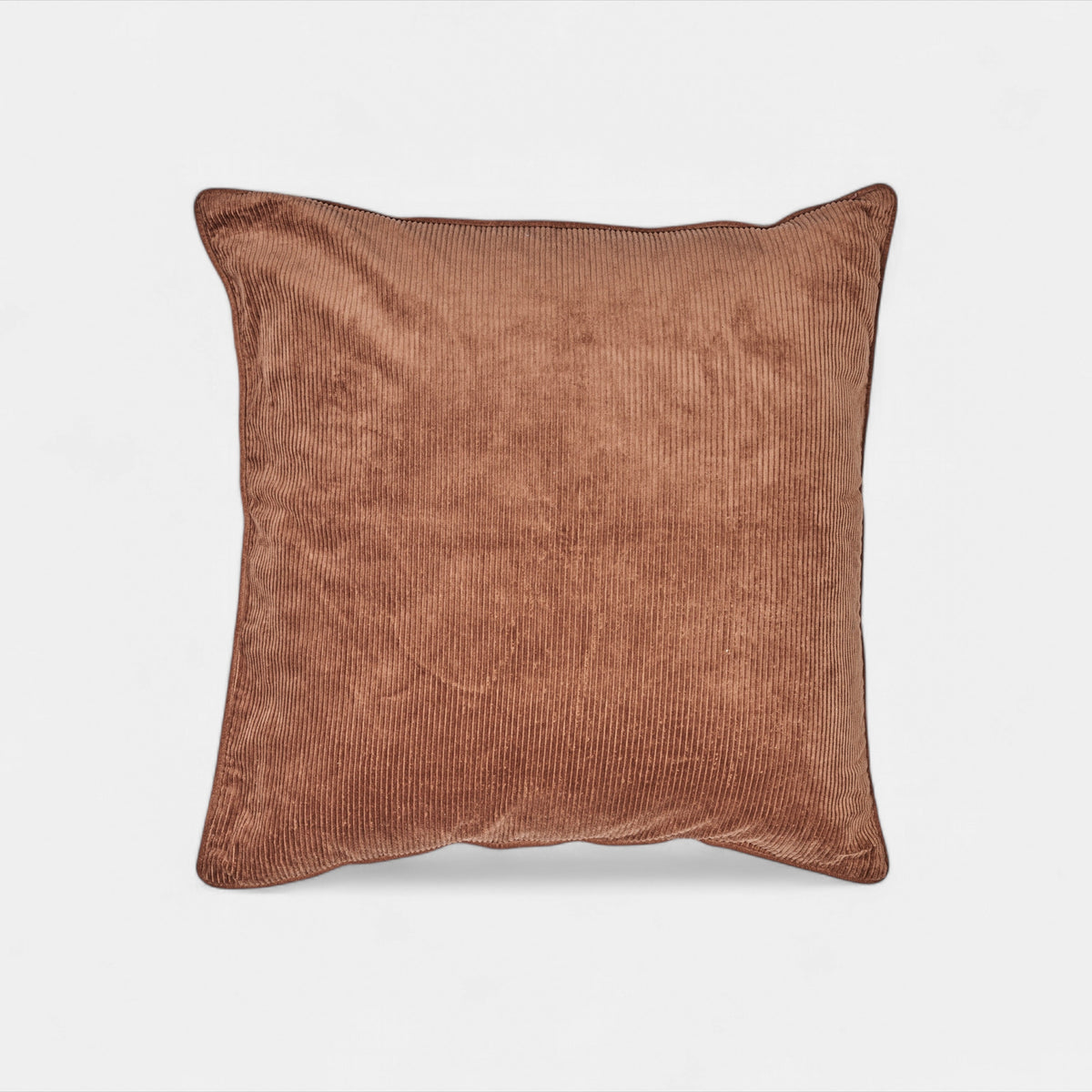Brown ribbed cord velvet cushion