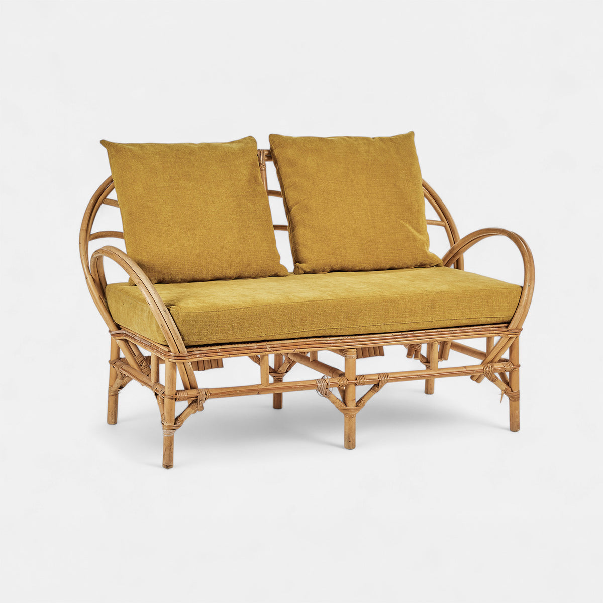 Mustard Velvet Cushion Set - For Rattan Armchair