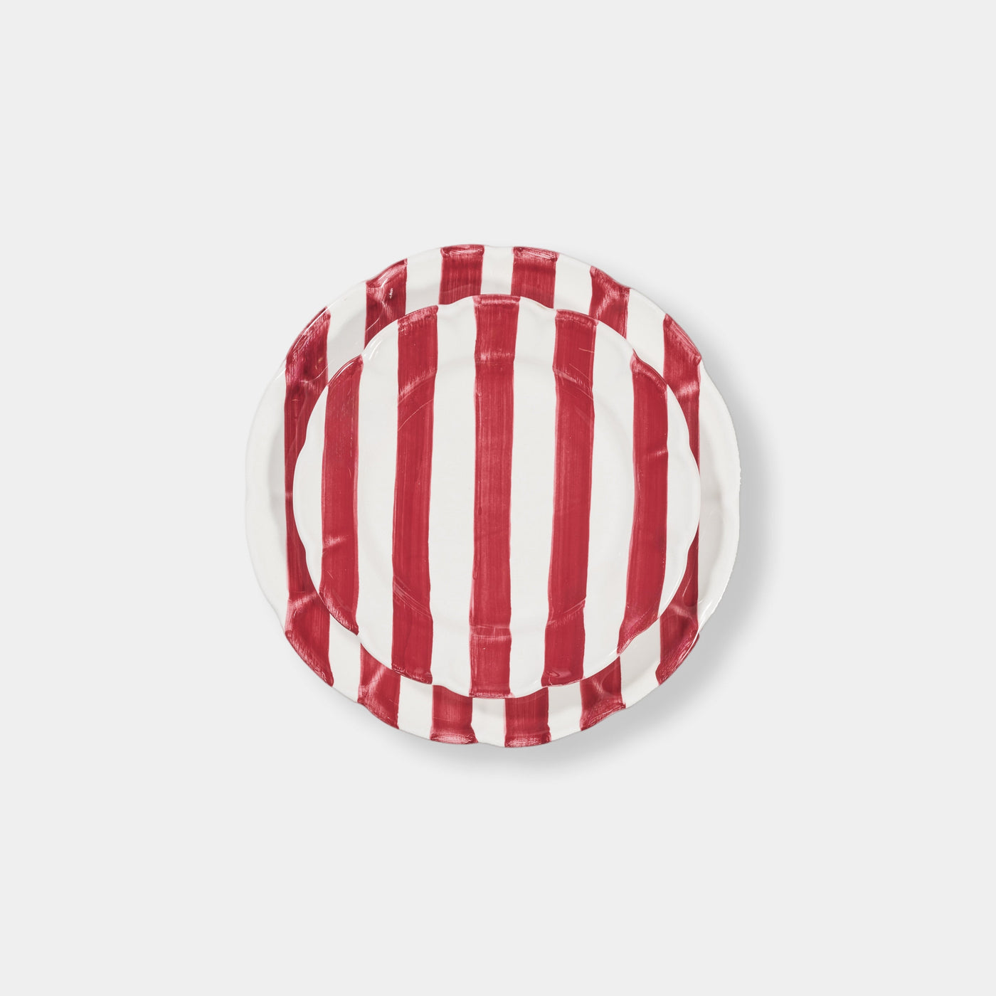 Striped Burgundy/white Plate - ø 20
