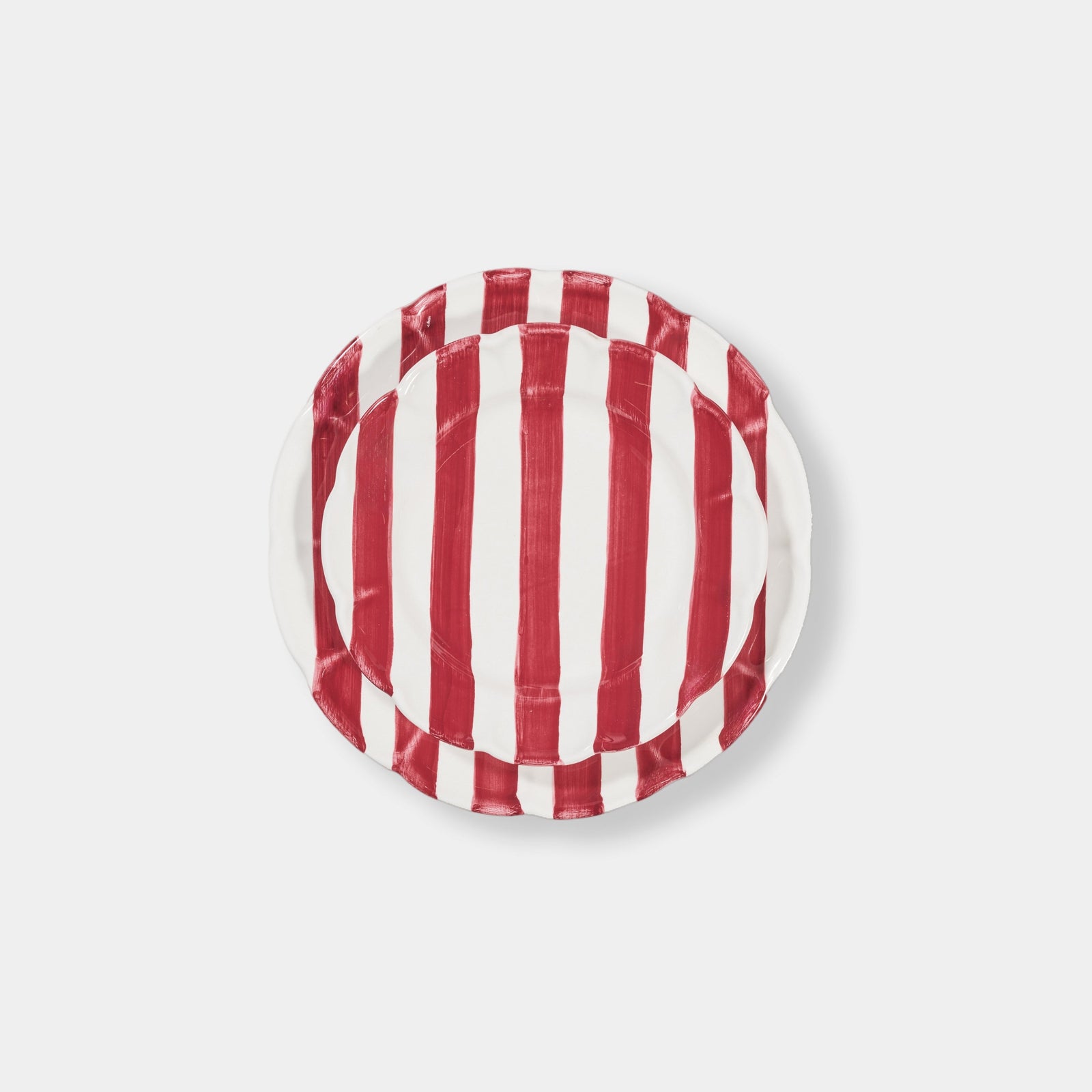 Striped Burgundy/white Plate - ø 20