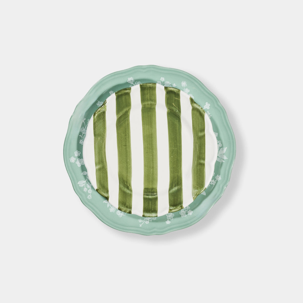 Striped Green/white Plate - ø 20