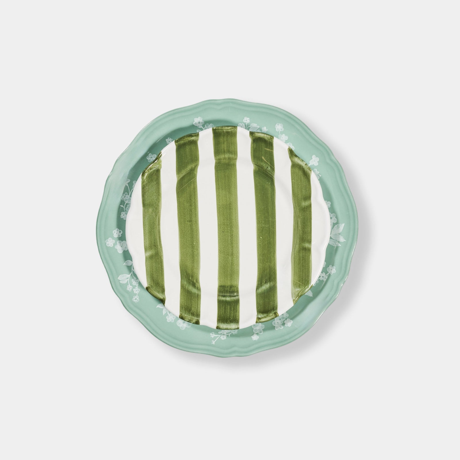 Striped Green/white Plate - ø 20