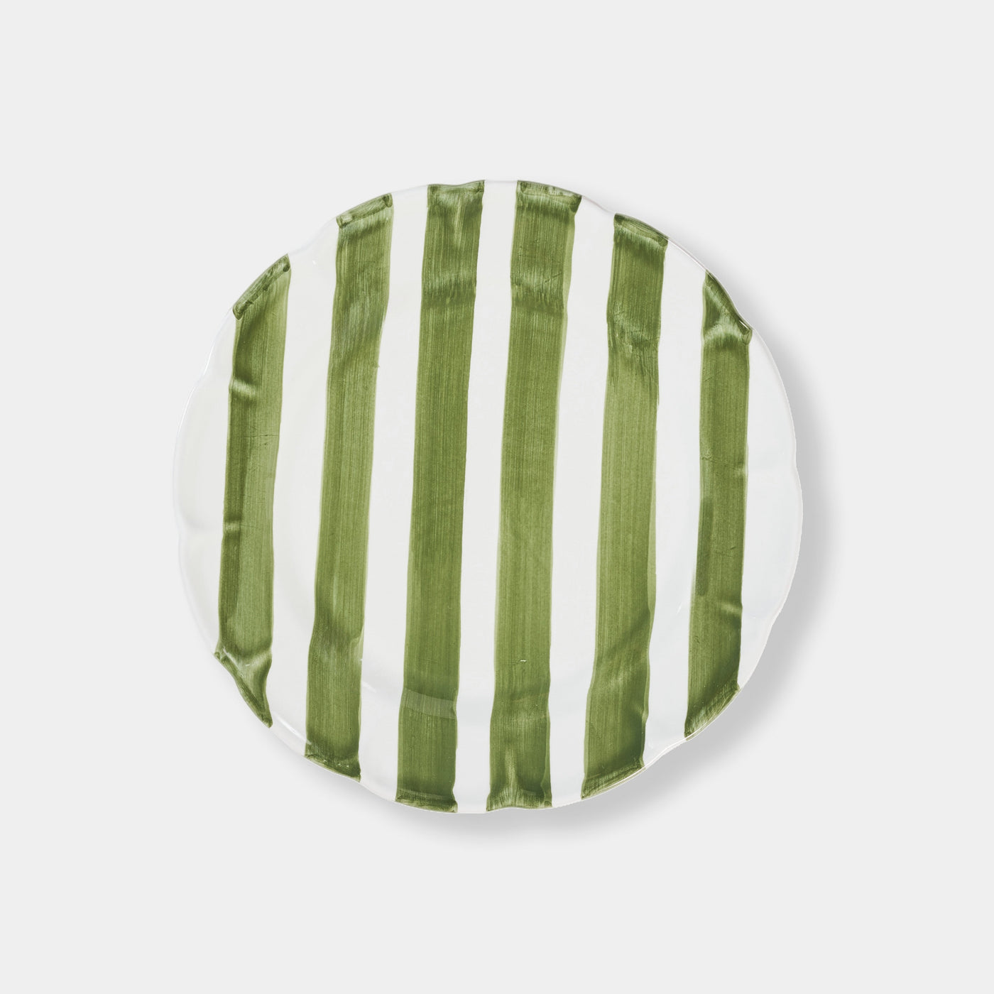 Striped Green/white Plate - ø 25