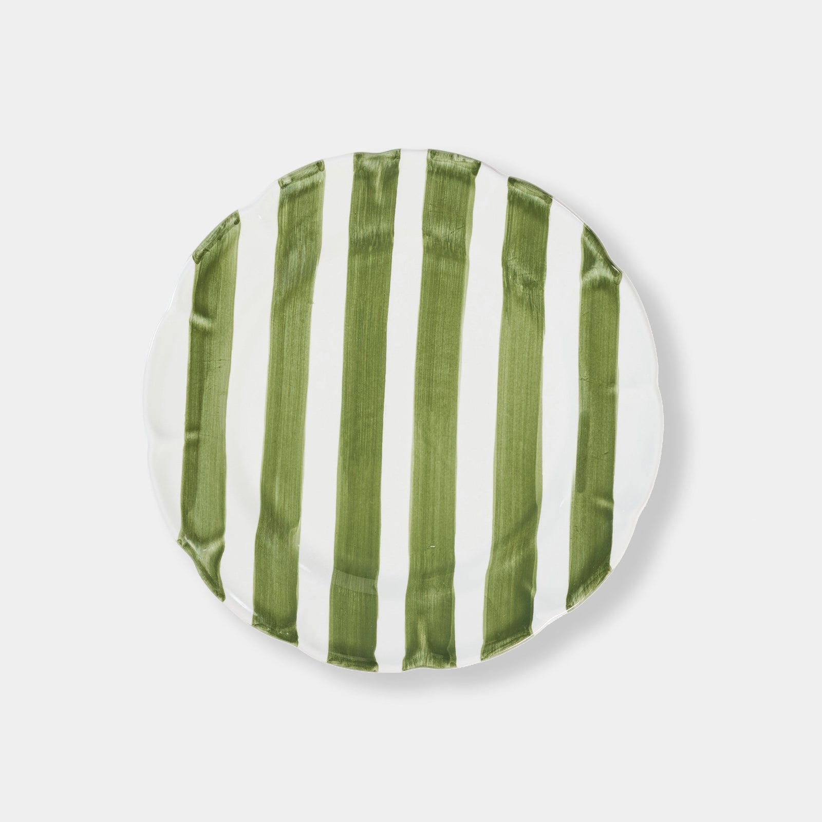 Striped Green/white Plate - ø 25