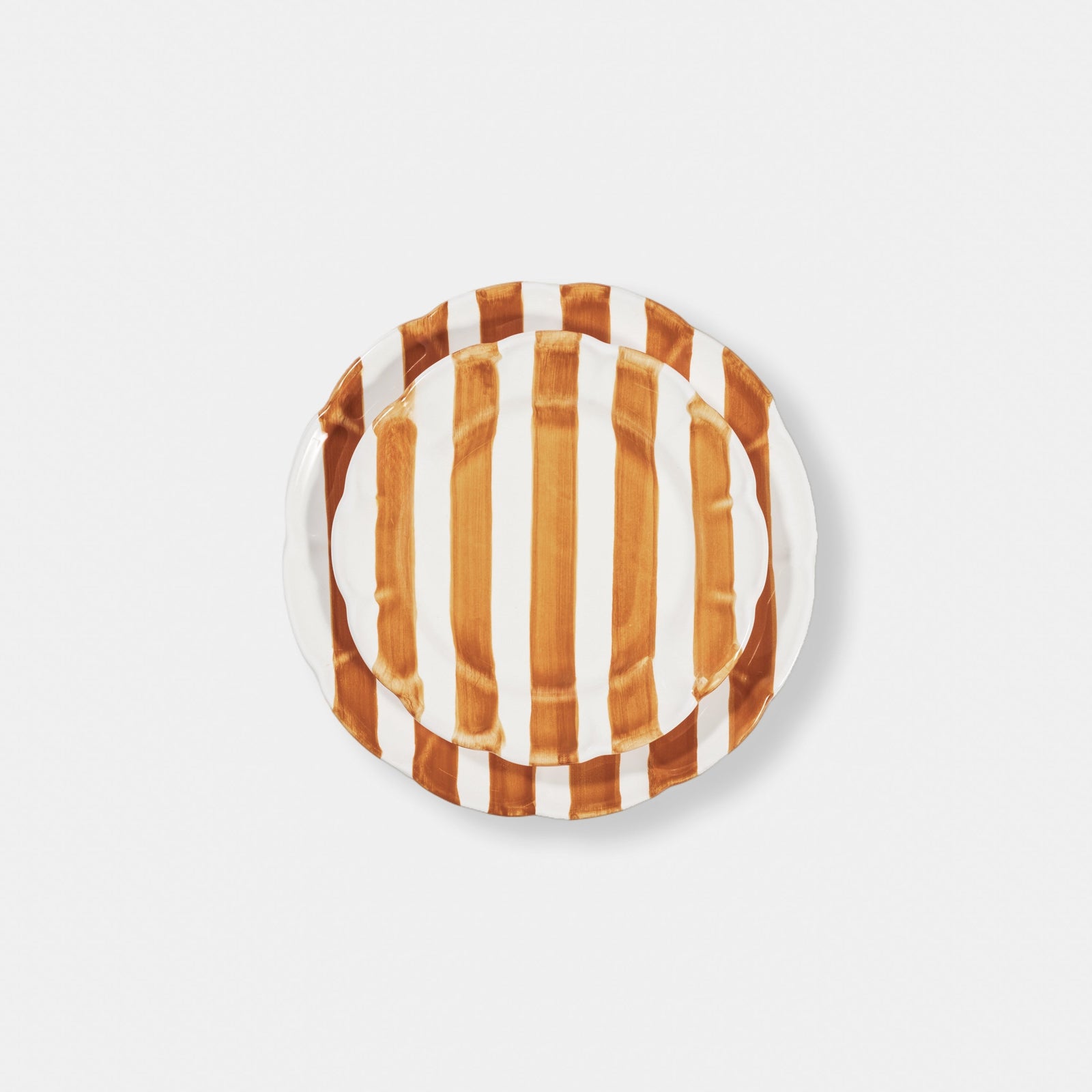 Striped Burgundy/white Plate - ø 25