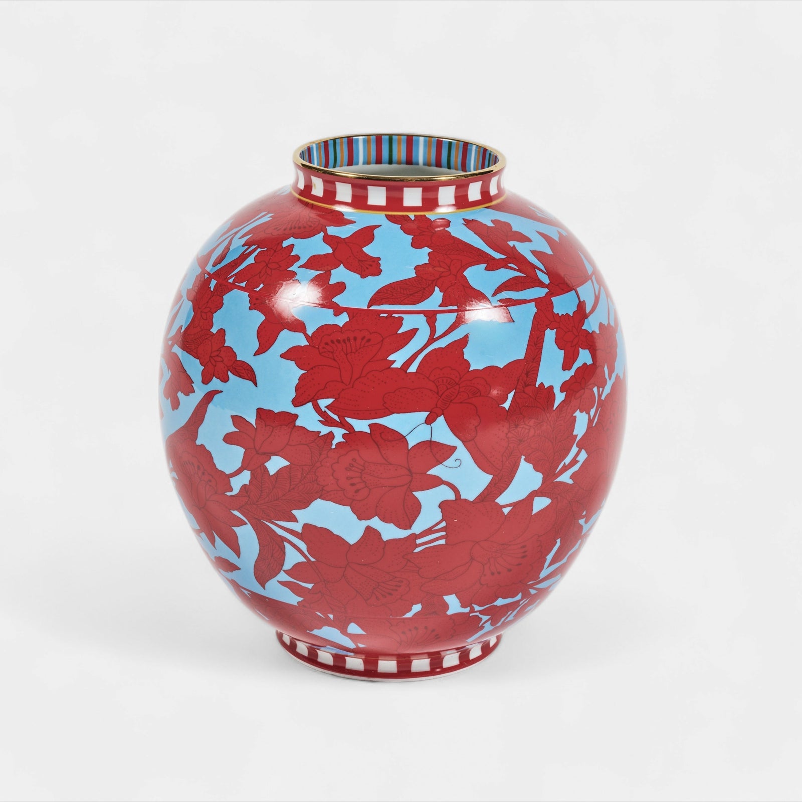 Bubble Vase - Turquoise/Red Lily L