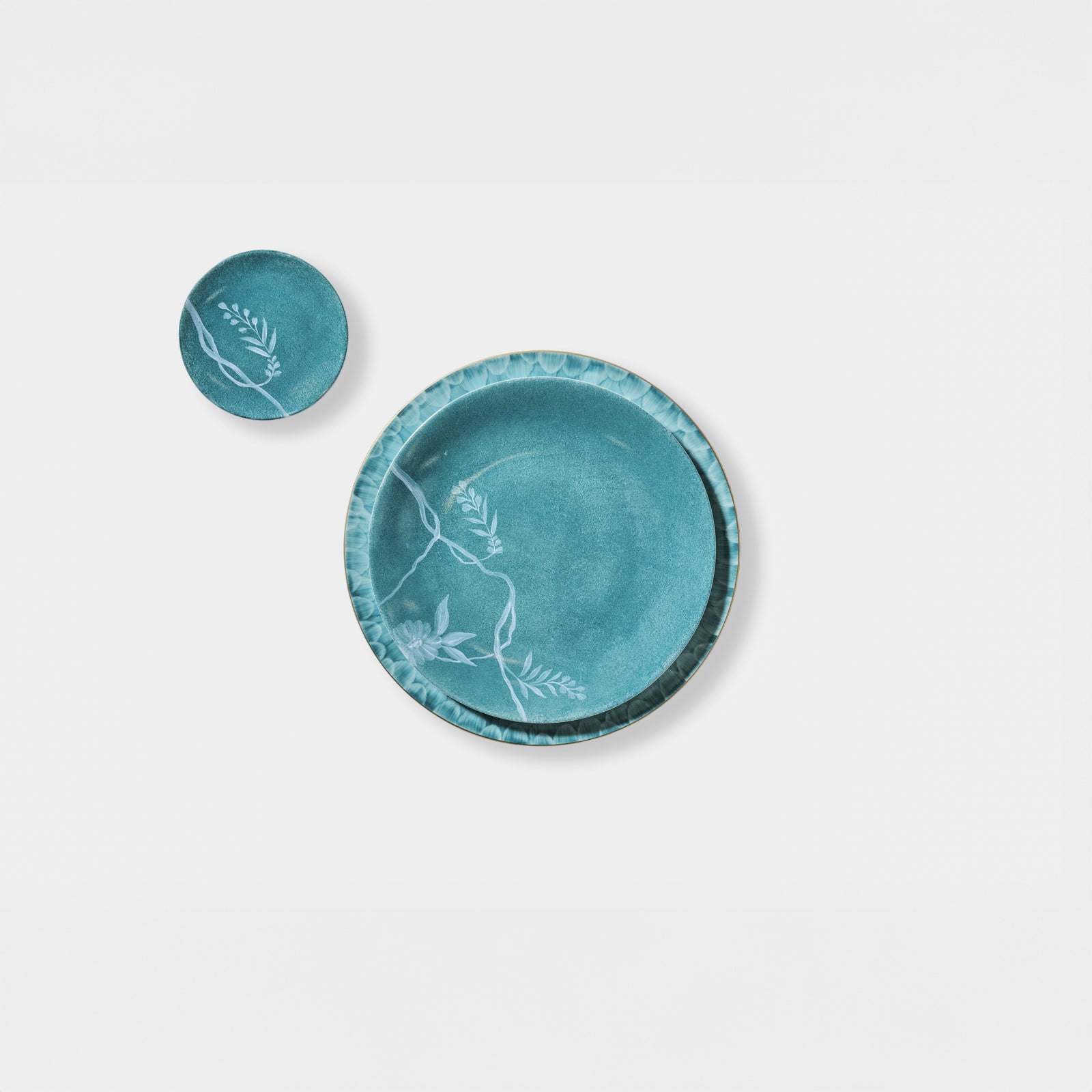 Wheat Floral Plate - Petrol Blue
