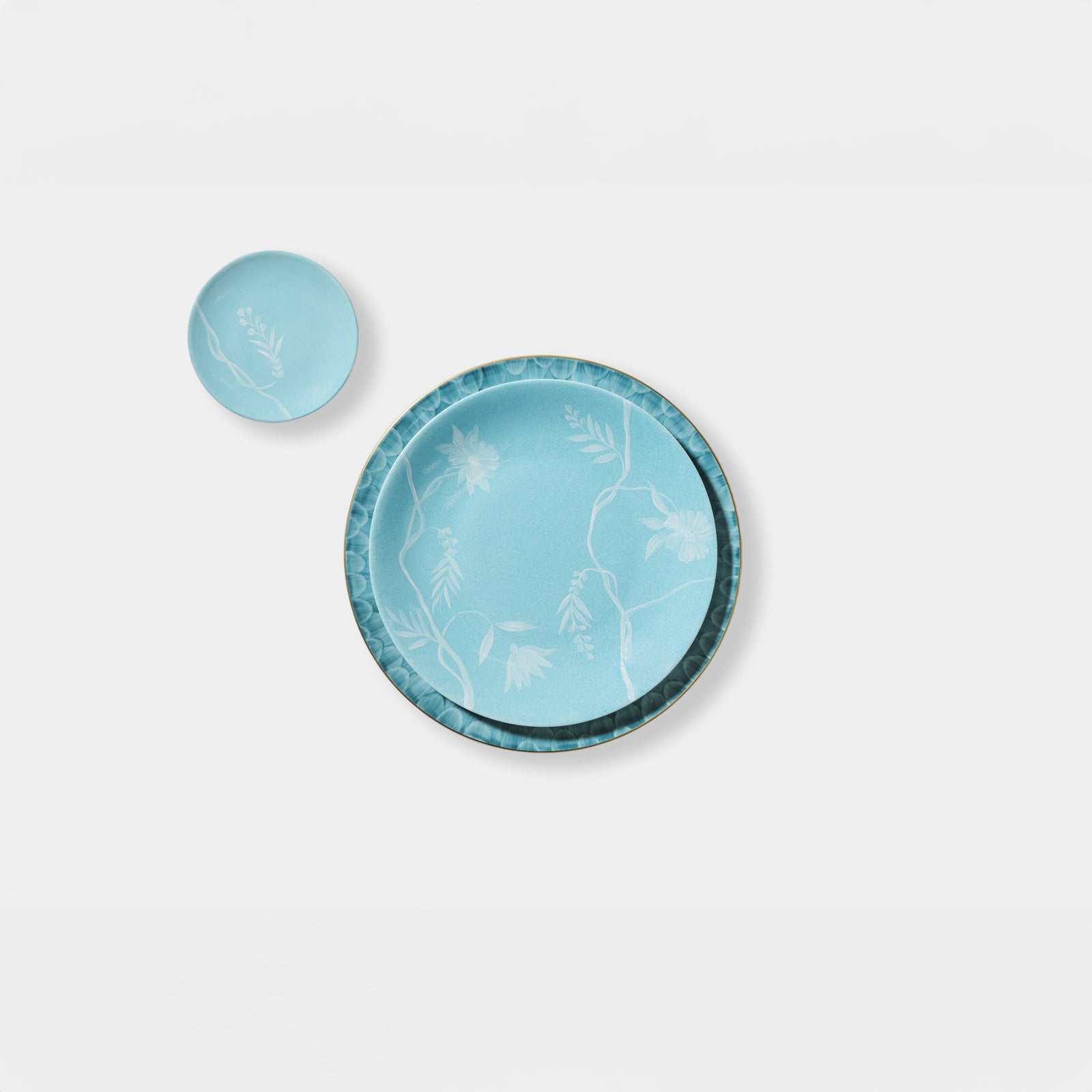 Wheat Floral Plate - Sky Blue