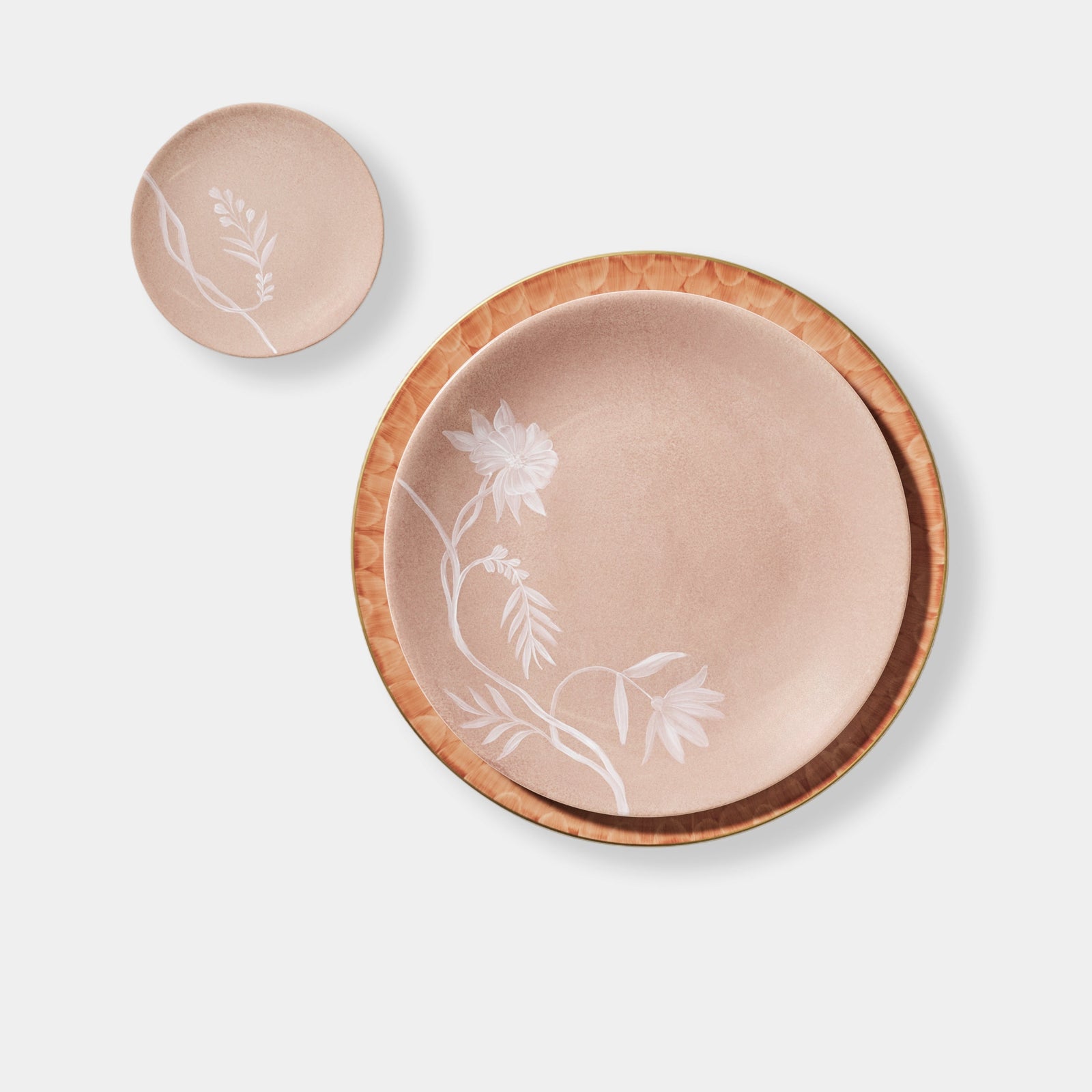 Wheat Floral Bread Plate - Light Pink