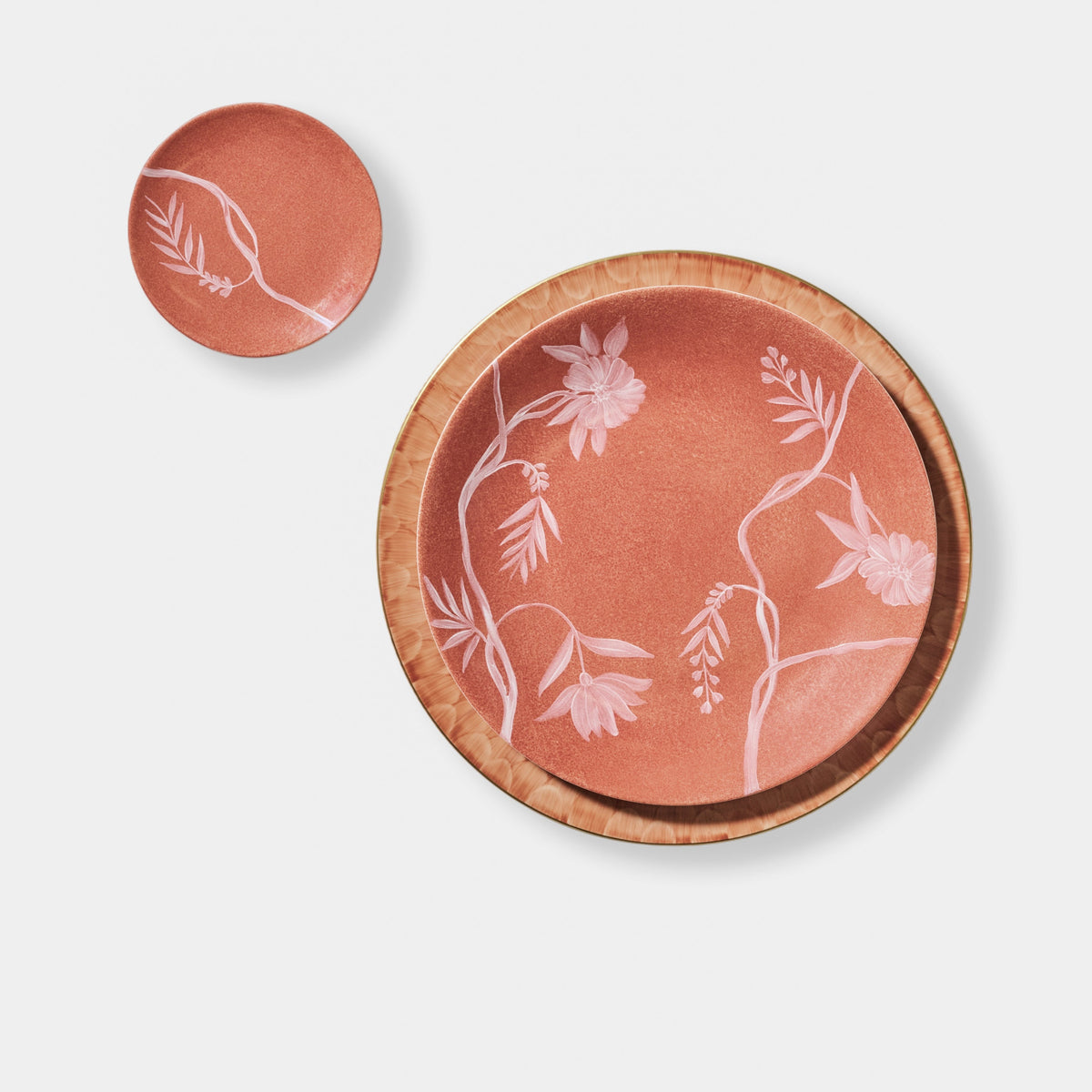 Wheat Floral Bread Plate - Pink