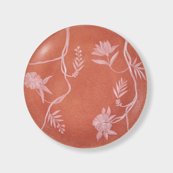 Wheat Floral Bread Plate - Pink