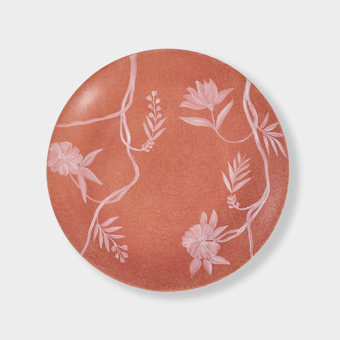 Wheat Floral Bread Plate - Pink