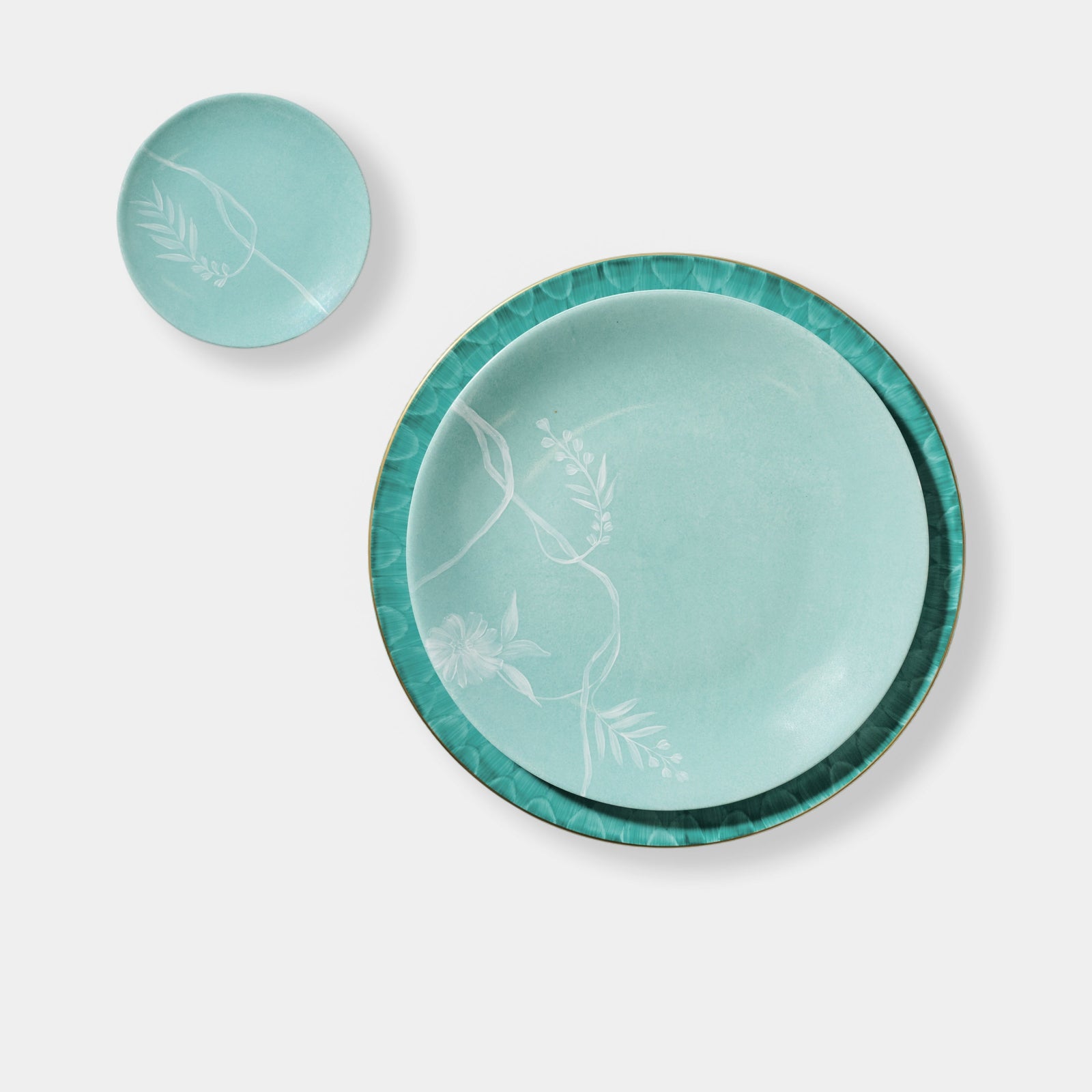 Wheat Floral Bread Plate - Green