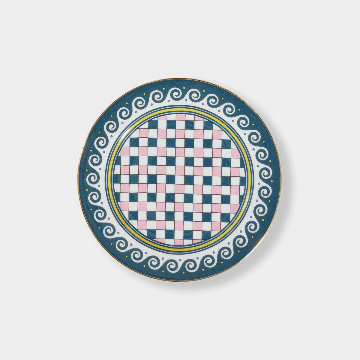 Checkerd Blue/Pink Vesuvio - Dessert Plate