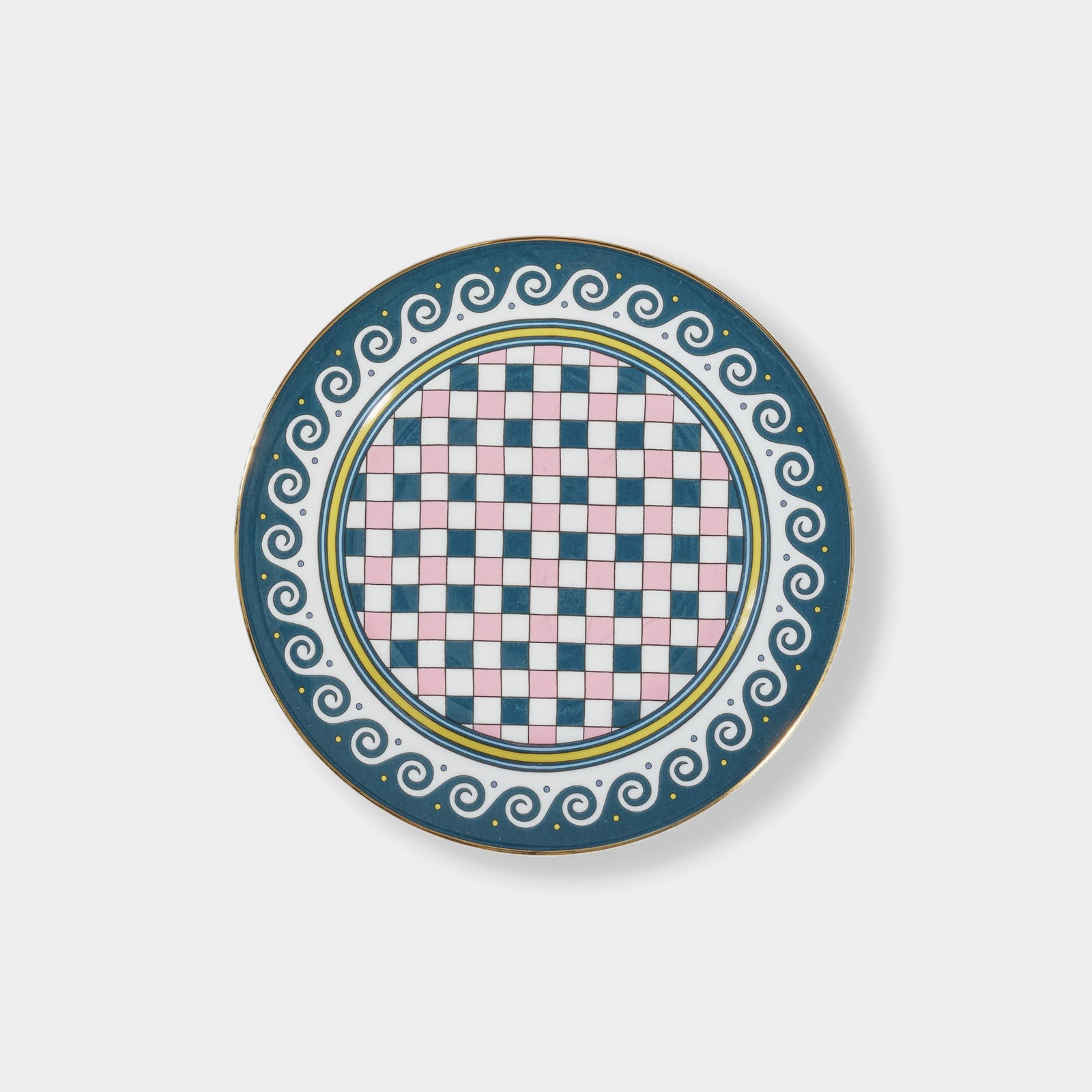 Checkerd Blue/Pink Vesuvio - Dessert Plate