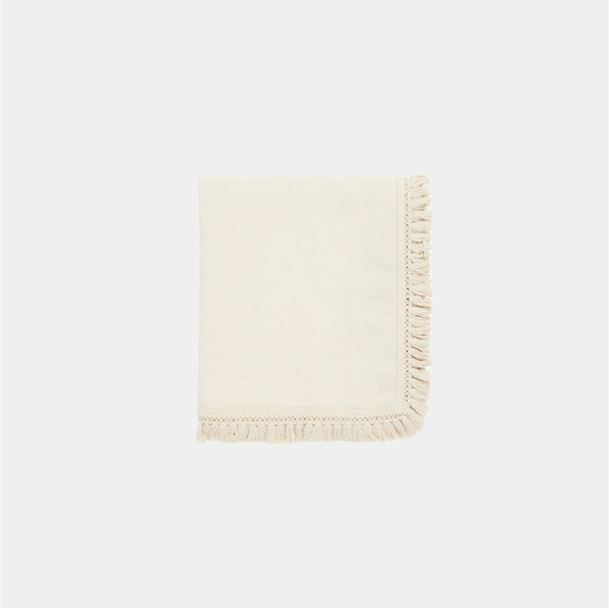 White Linen Tablecloth w/ White Tassles