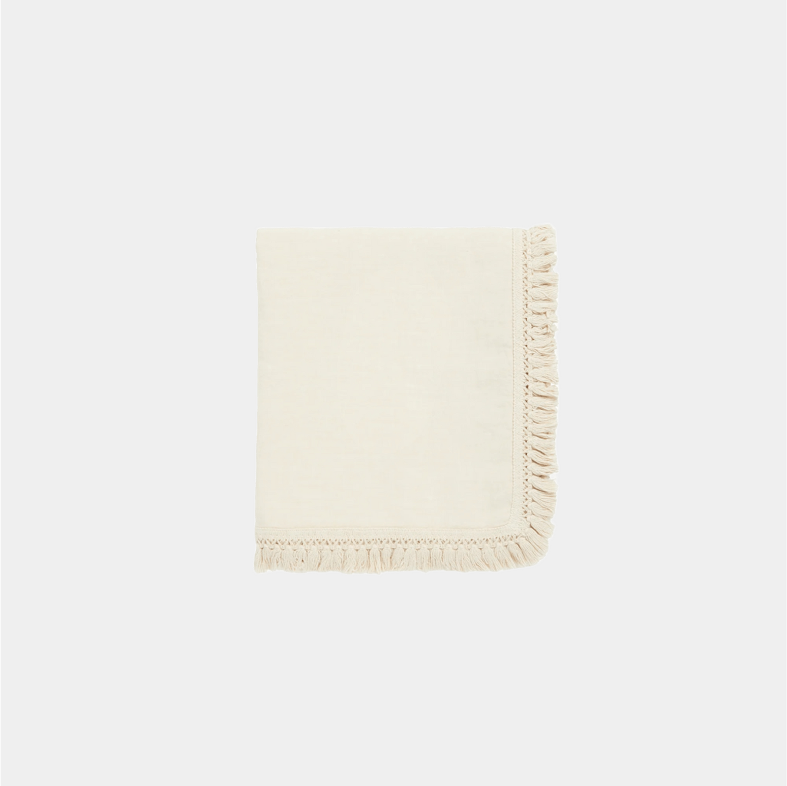White Linen Tablecloth w/ White Tassles