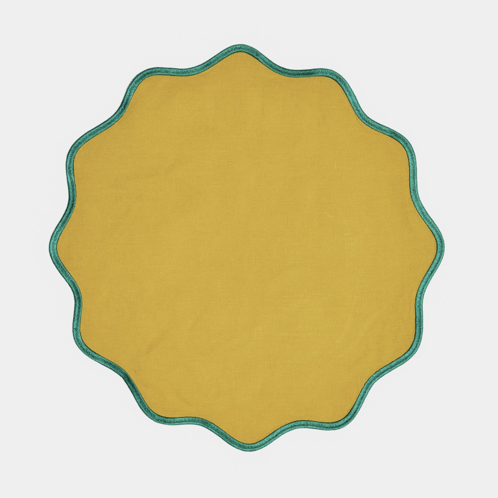 Mustard/Green Scalloped Napkin