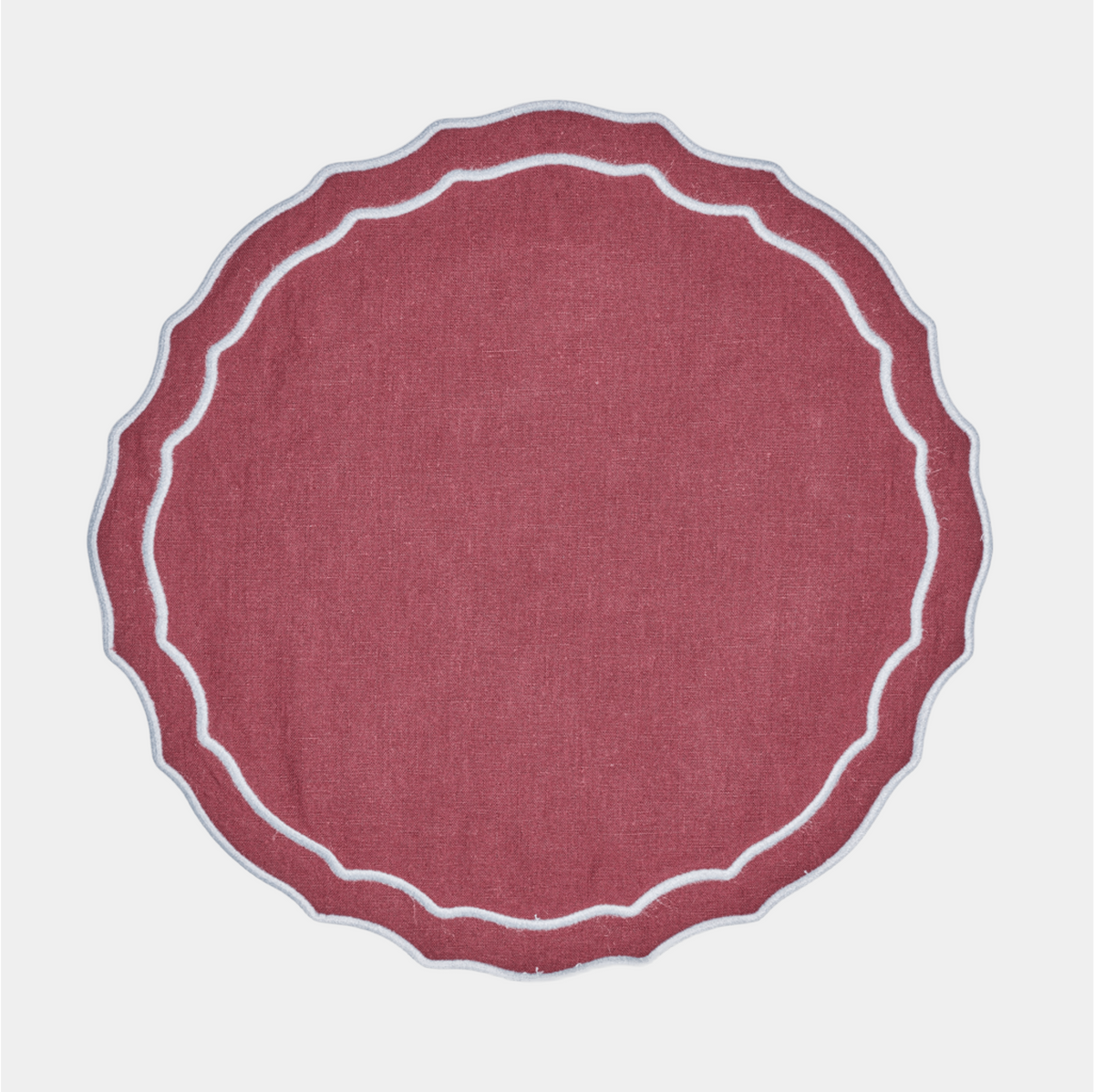 Bordeaux/Light blue Scalloped Placemat - Round