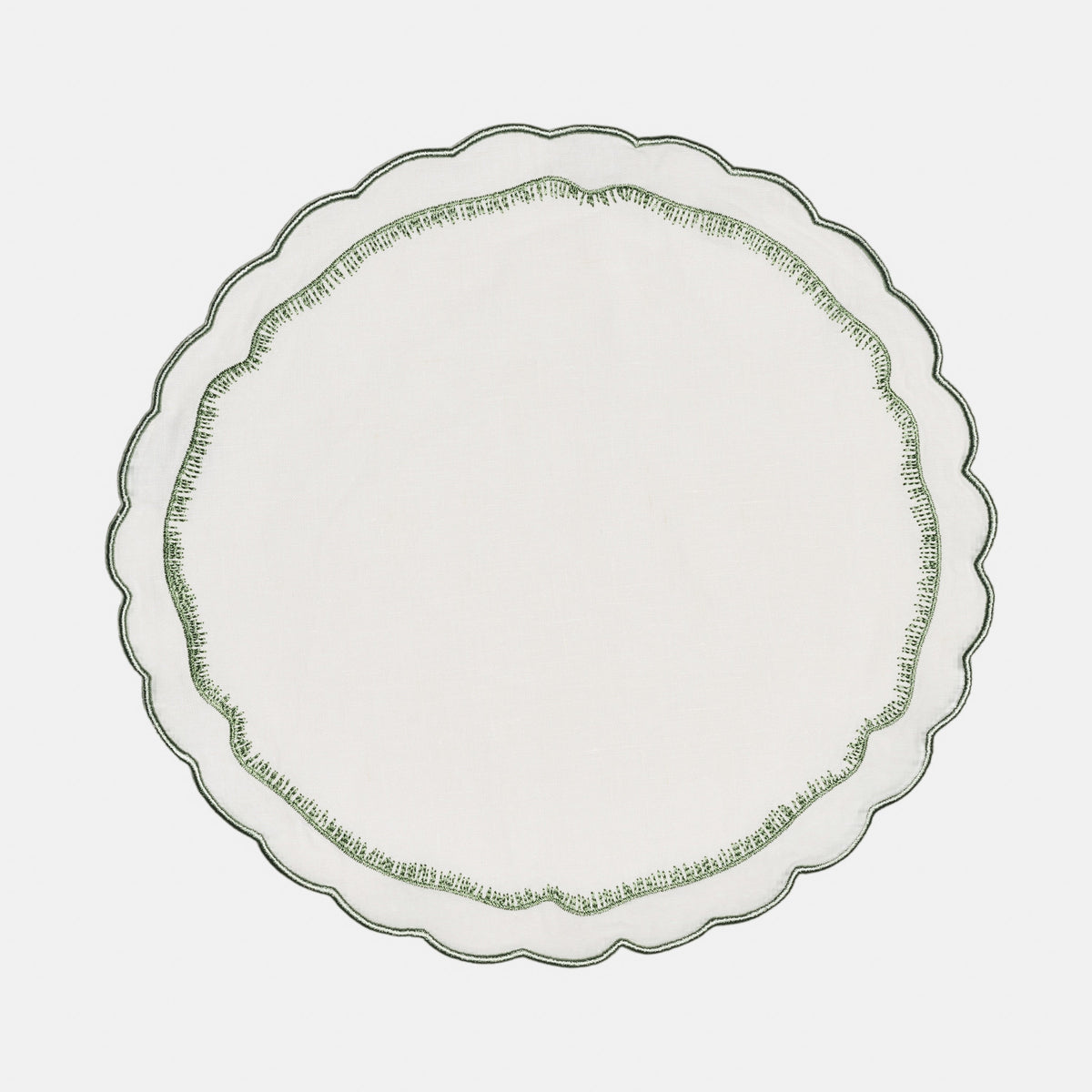 White/Sage - Double trim Scalloped Placemat