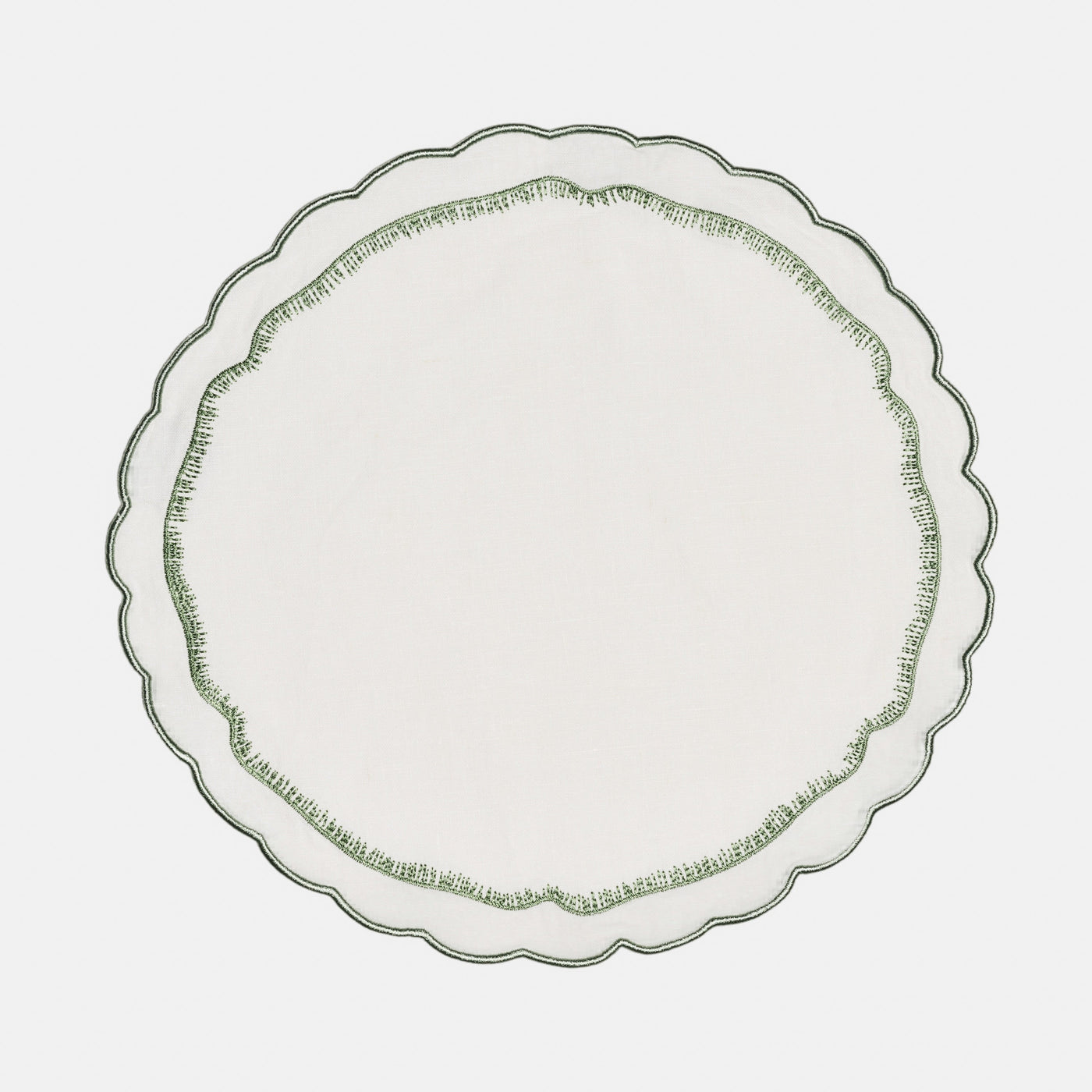 White/Sage - Double trim Scalloped Placemat