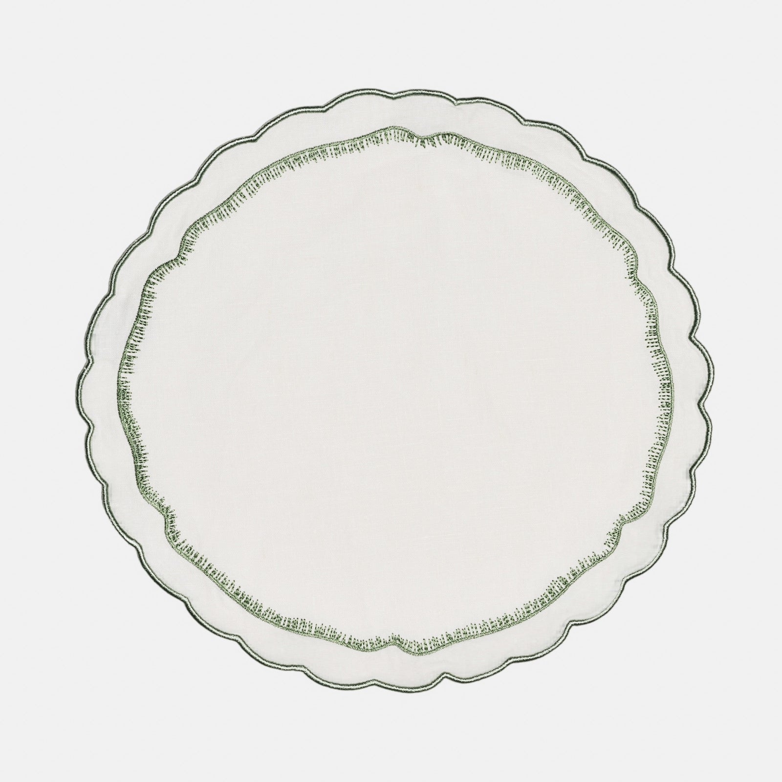 White/Sage - Double trim Scalloped Placemat