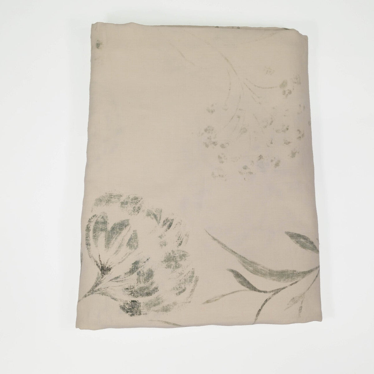 Beige Flower Linen Tablecloth