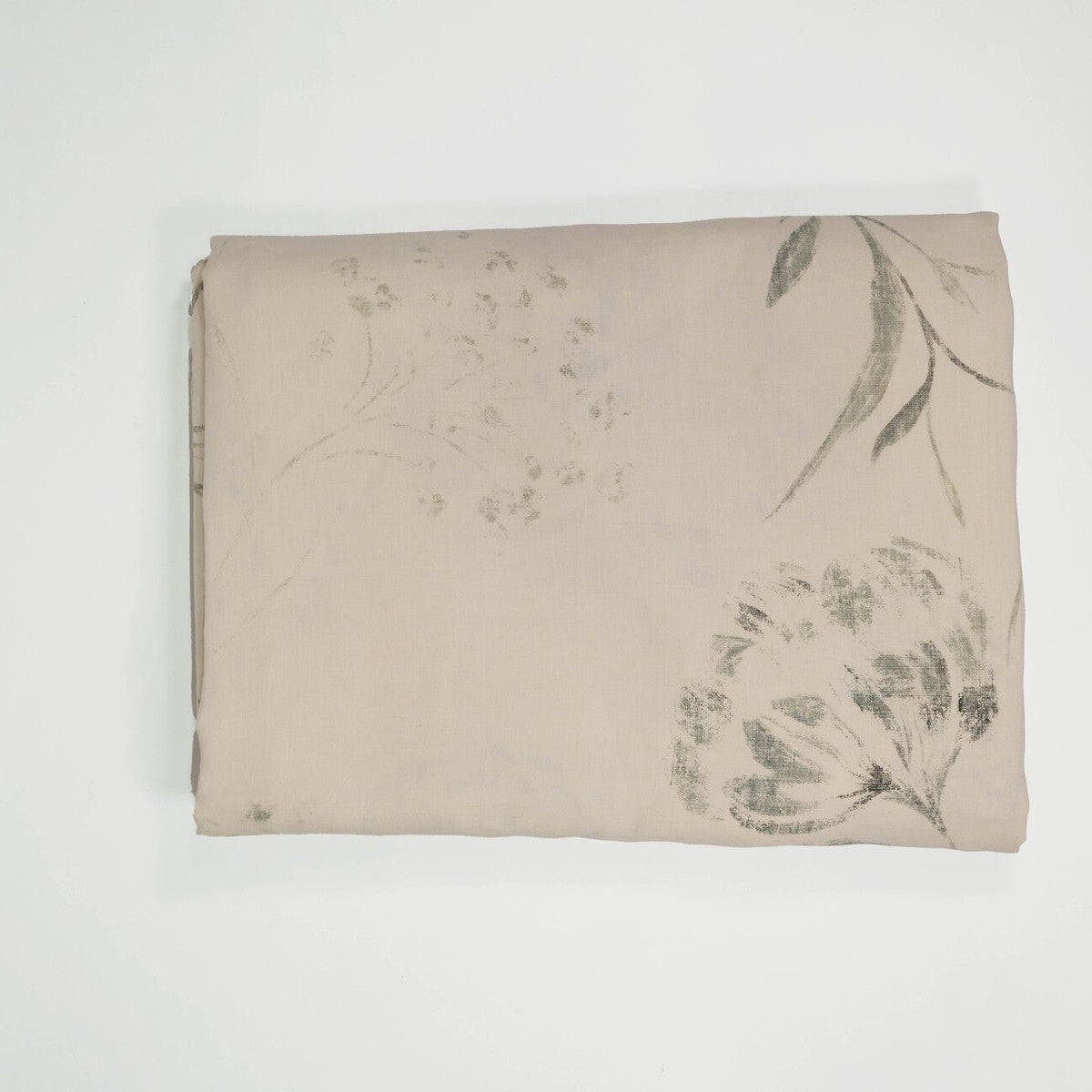 Beige Flower Linen Tablecloth