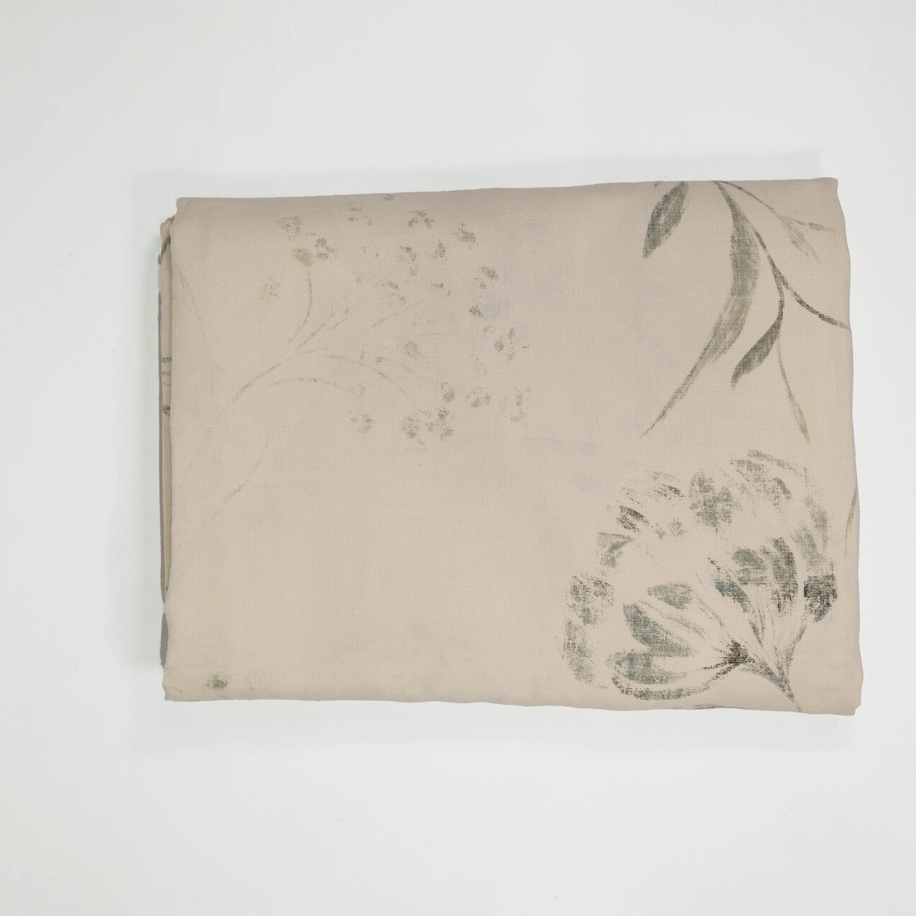 Beige Flower Linen Tablecloth