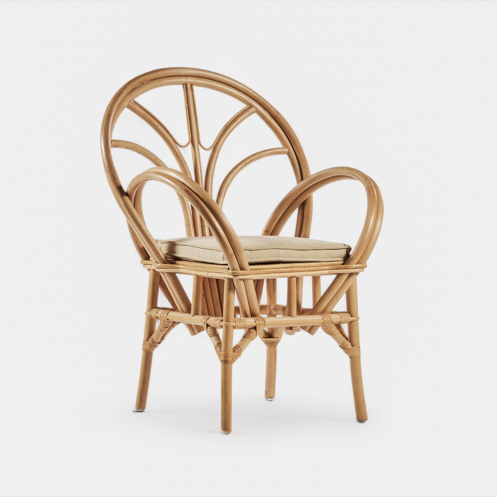 Rattan Armchair S w/ Beige Cushion