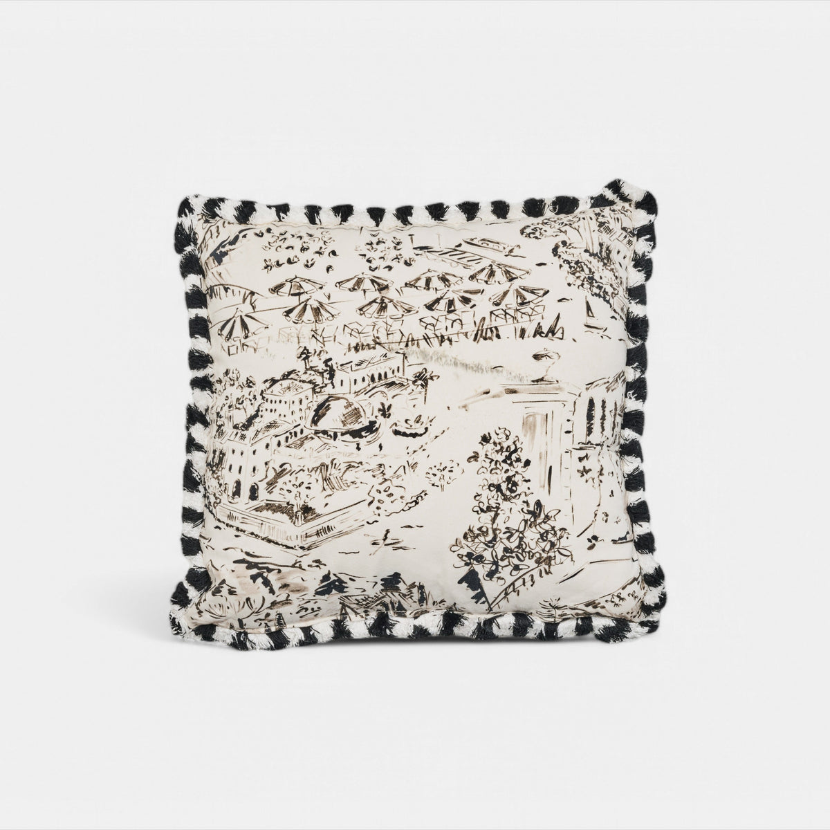 Como Cushion Black - B&W Fringe