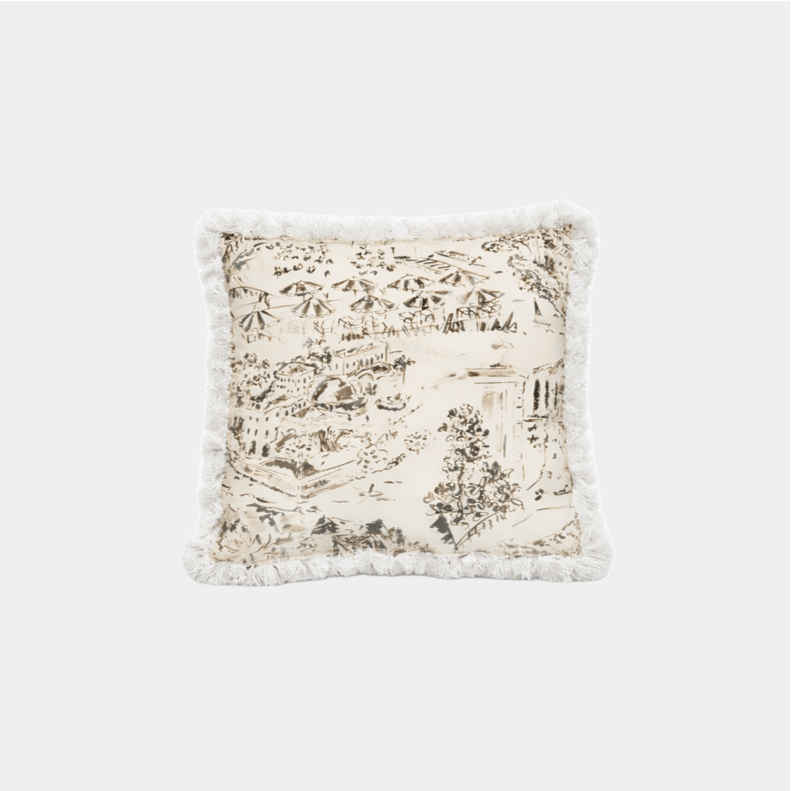 Como Cushion Black - White Fringe